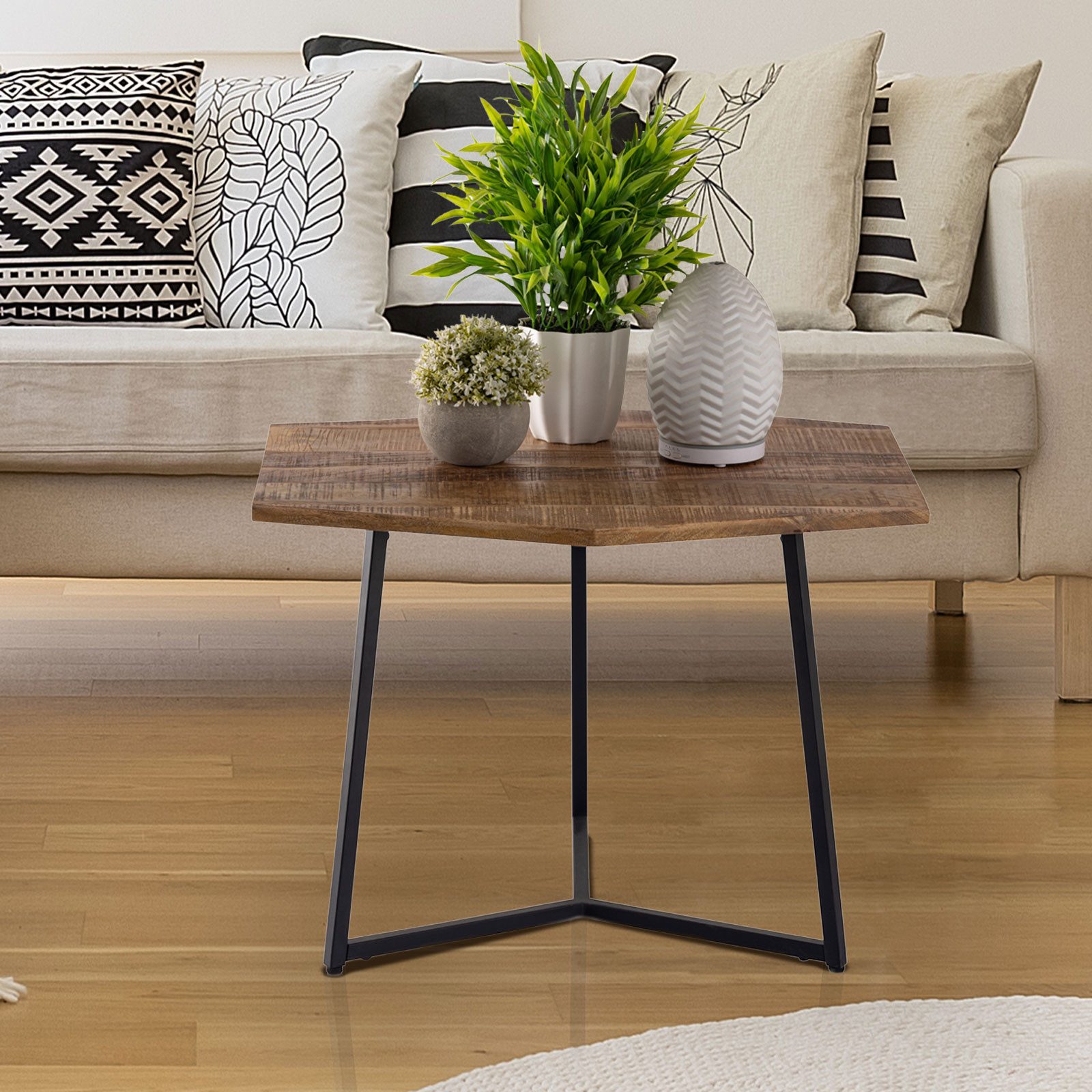 Amagohome Beistelltisch Beistelltisch Holz massiv Sofa günstig online kaufen