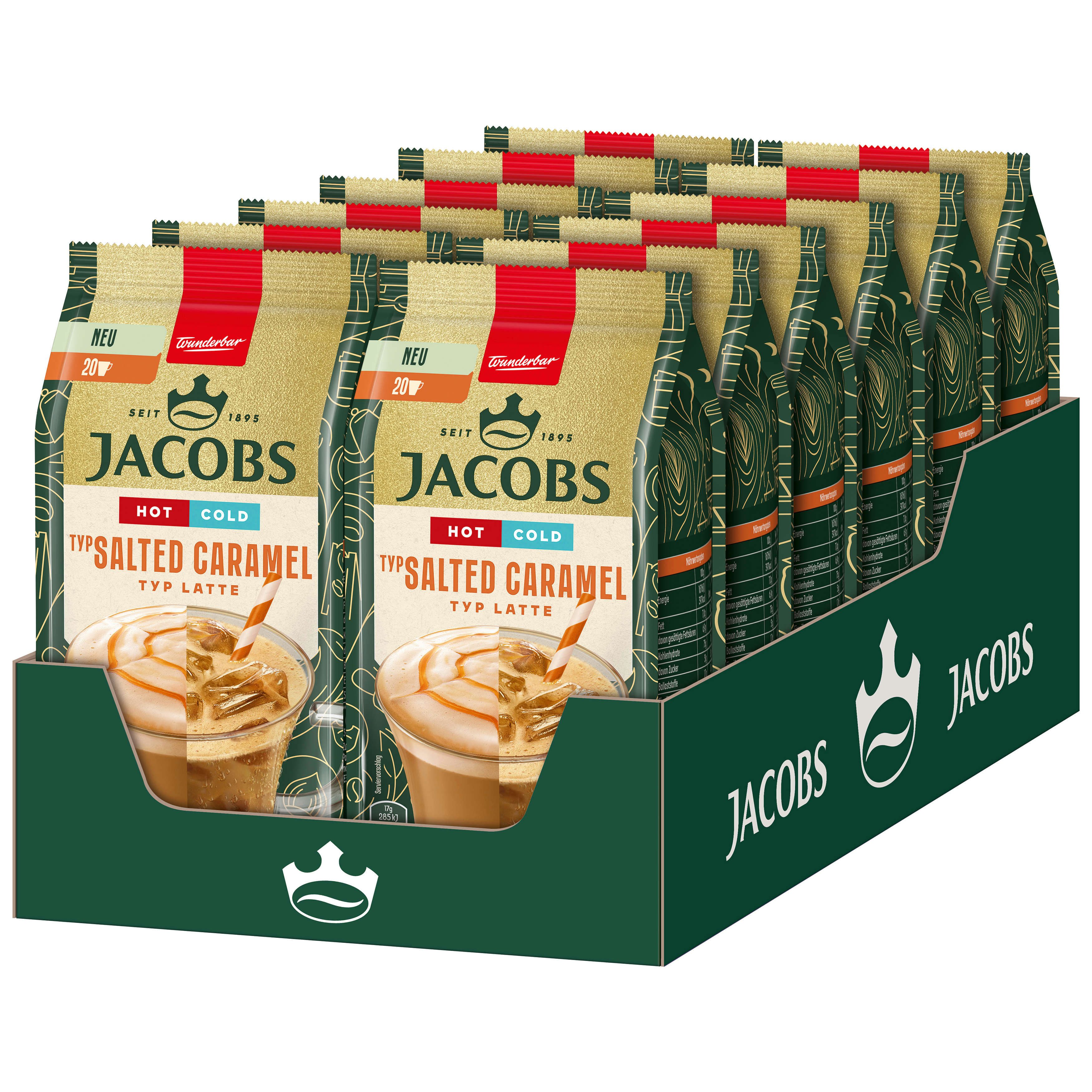 JACOBS Kaffee Löskaffee TYP SALTED CARAMEL LATTE Hot Cold 12 x 340g Instantkaffee, 4080 g, (Packung, 12er Pack)