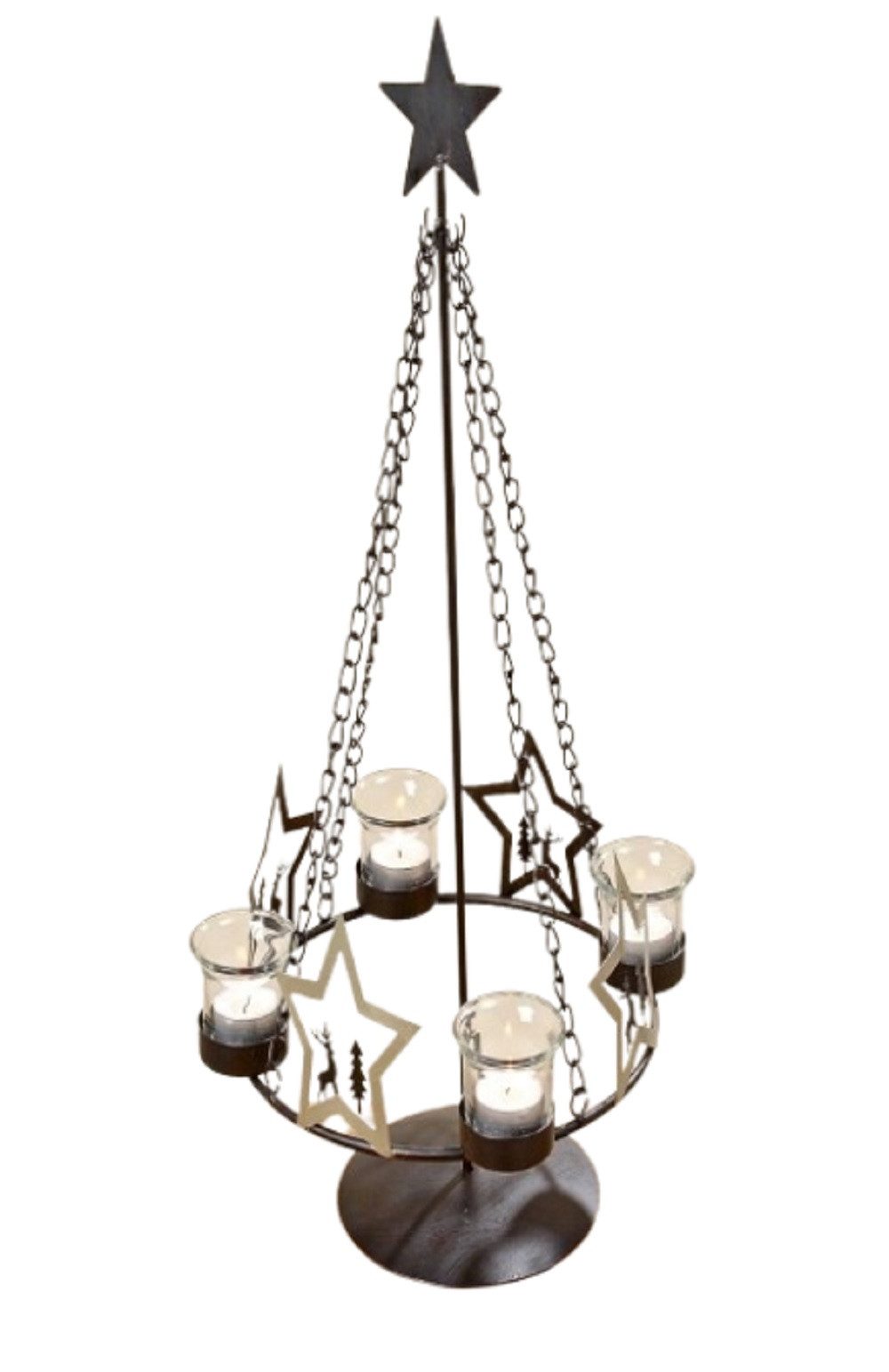 Windlicht Teelichthalter Berna Adventsbaum Eisen antikbraun H.47 cm Stückpreis