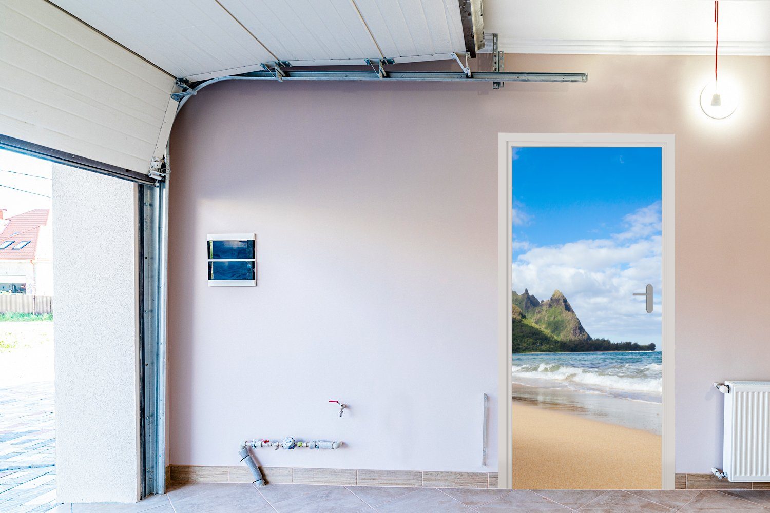 Hawaii, MuchoWow für (1 St), Matt, bedruckt, Tropisch - - cm Tür, Strand Fototapete Türtapete 75x205 Türaufkleber,