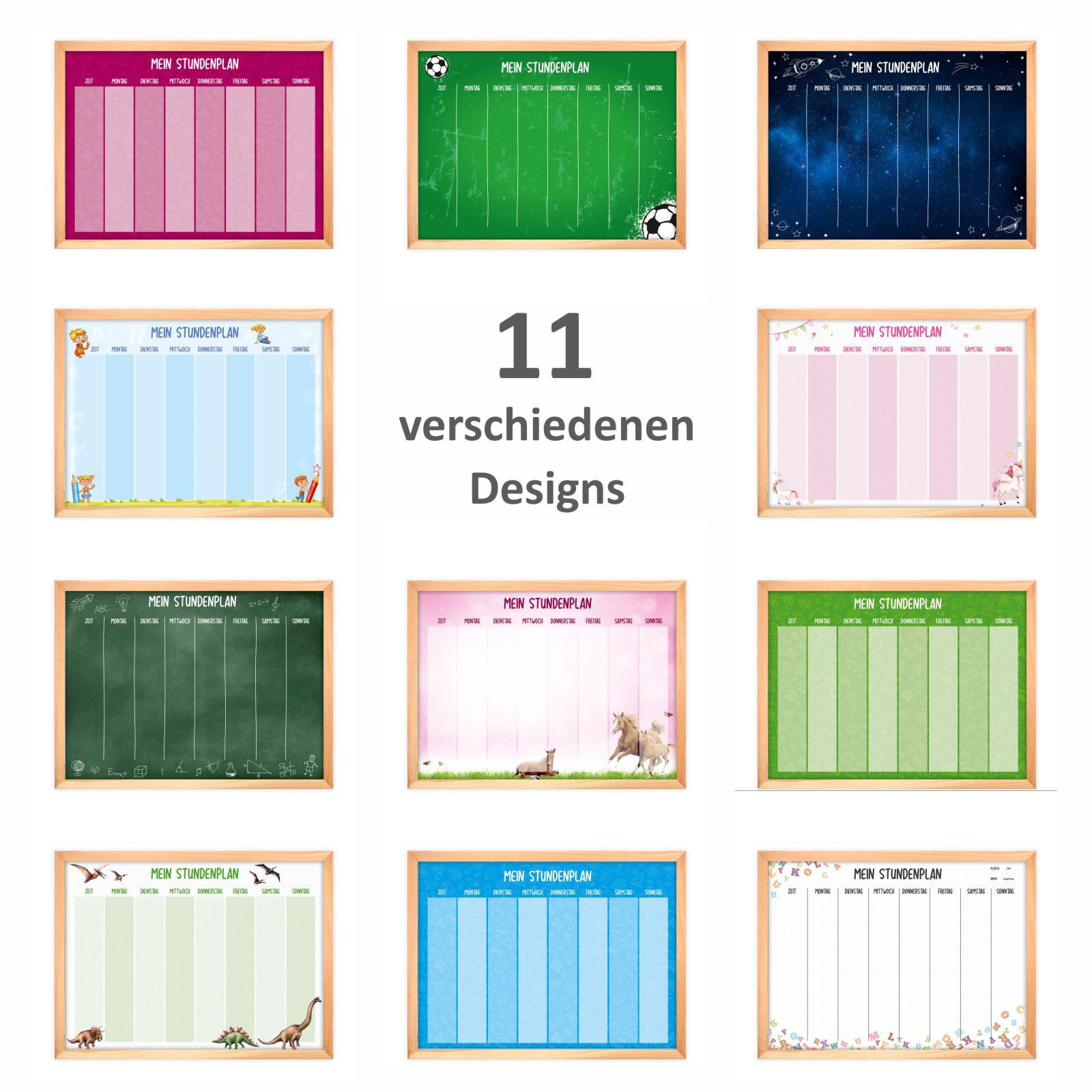 nikima Schreibtischkalender magnetischer Stundenplan Pferde rosa mit 90 Magneten