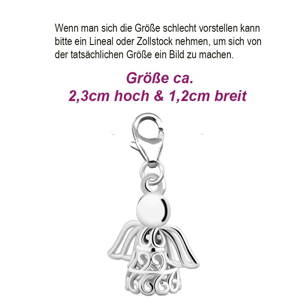 Limana Charm Engel Schutzengel 925 Silber Karabiner Anhänger für Armband Kette (inkl. Geschenkdose), Geschenkidee Charmanhänger Armbandanhänger