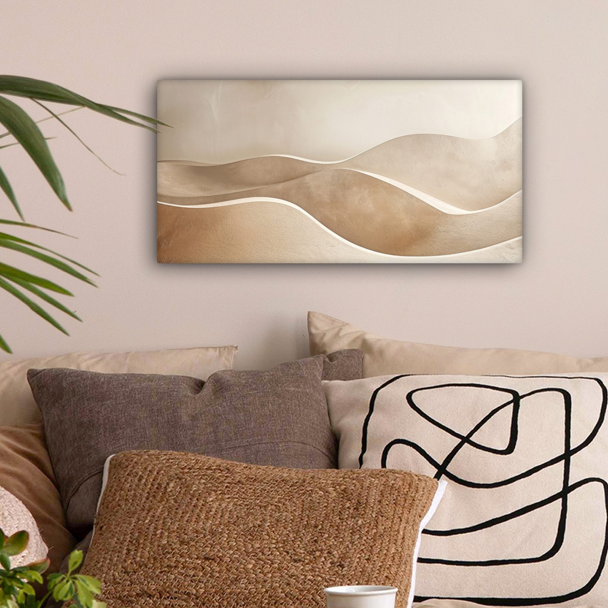 OneMillionCanvasses® Leinwandbild Panorama Beige - Natur - Abstrakt - Moder günstig online kaufen