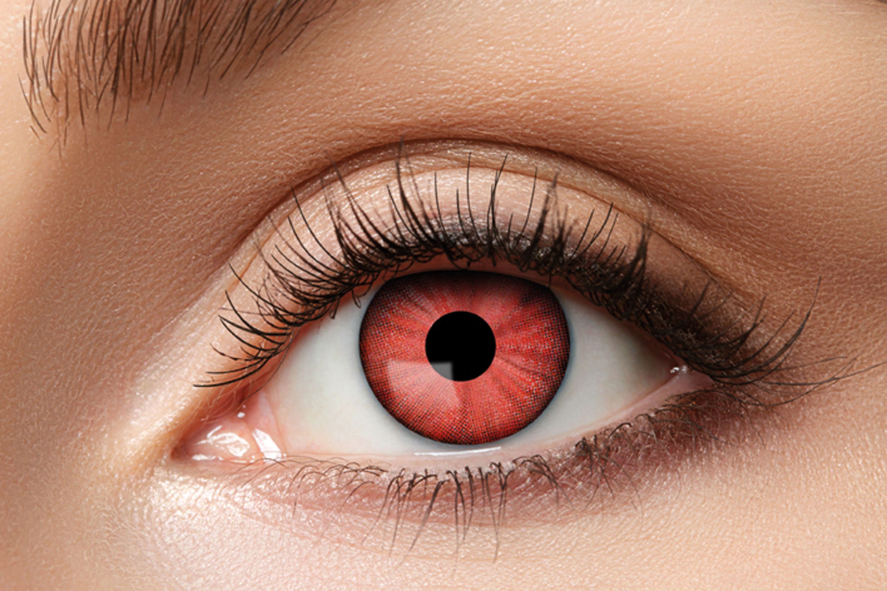 Party Factory Farblinsen Zoelibat Electro Red Kontaktlinsen 12 Monate – Intensives Rot Cosplay