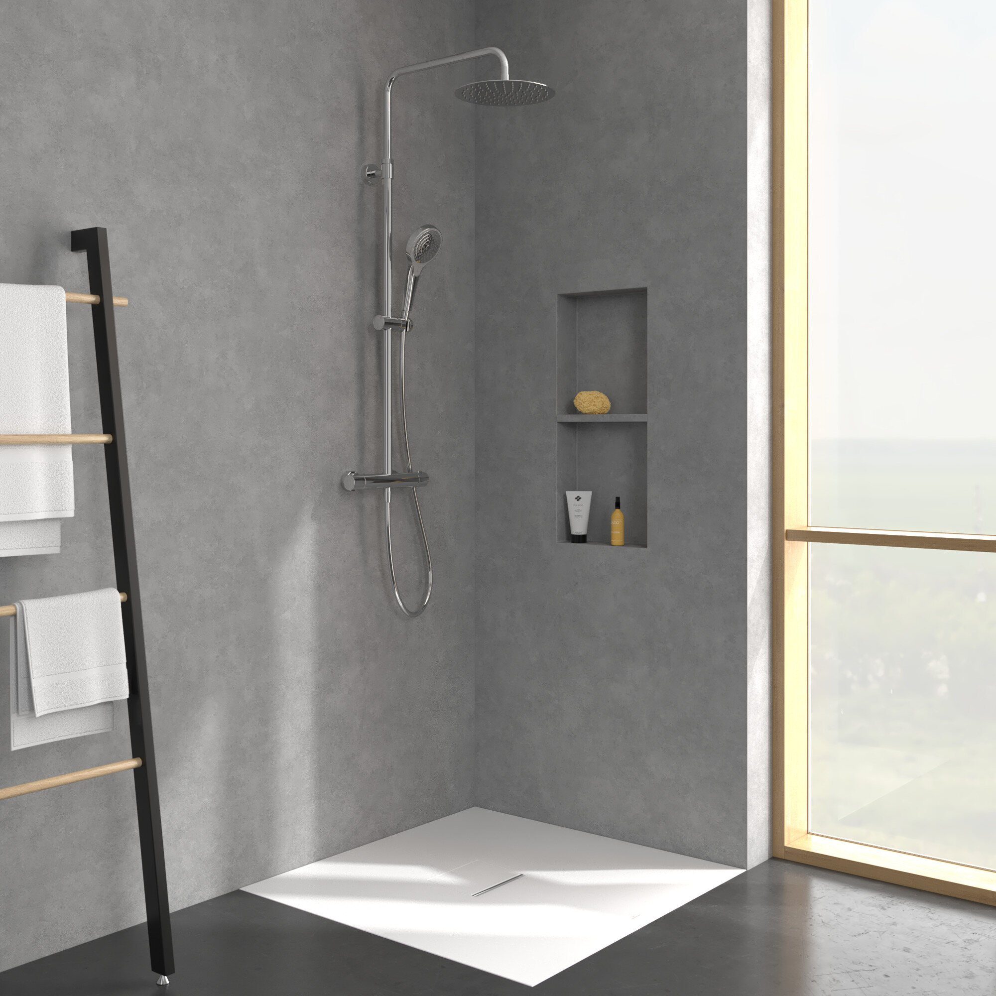 3 cm, Villeroy Strahlart(en), Mit Boch Chrom Umsteller Showers, & 109.3 Höhe Duschsystem Verve -