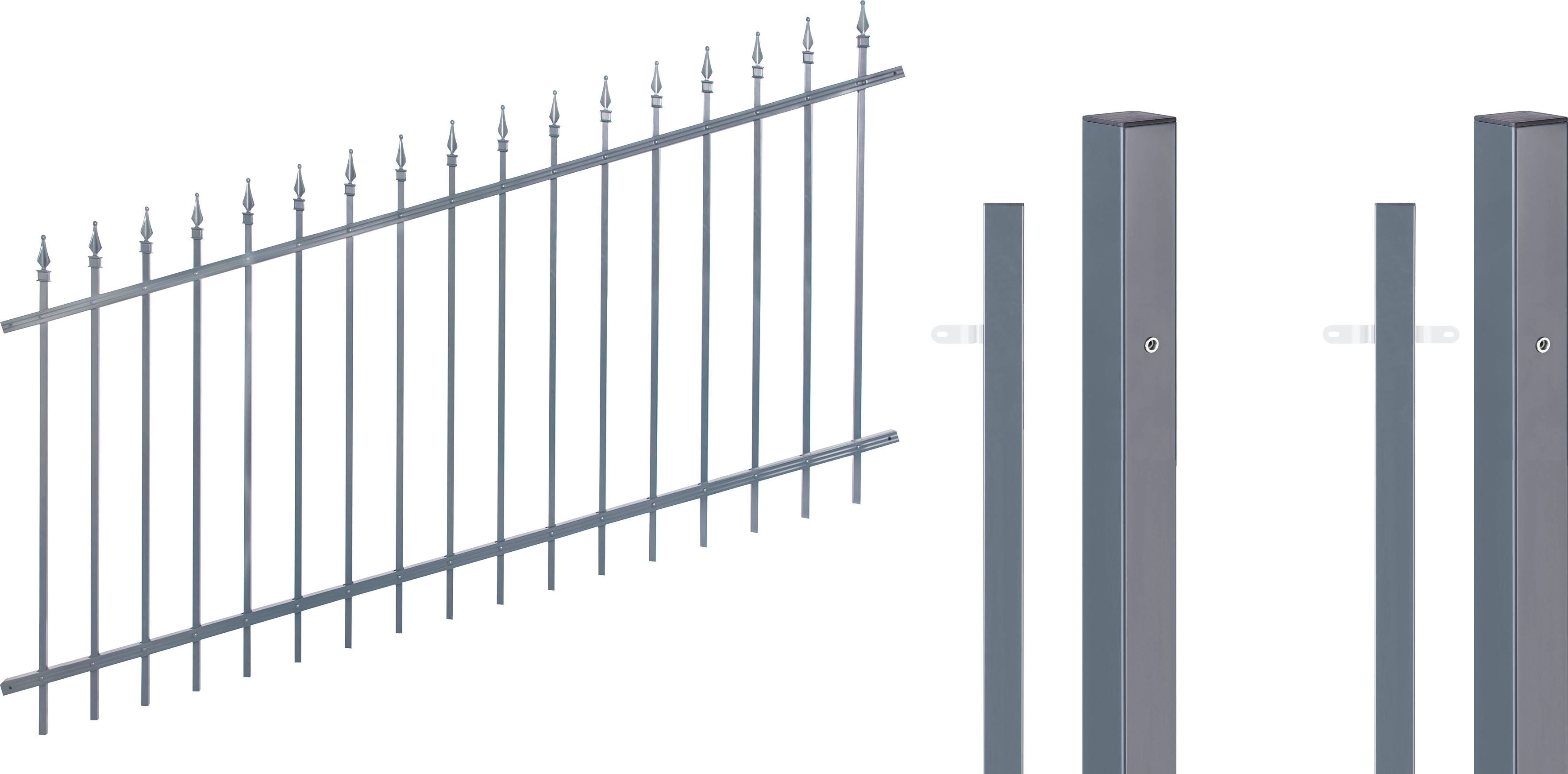 Alberts Metallzaun Chaussee verstellbar, Höhe: 100 cm, Gesamtlänge: 4 - 10 m, zum Einbetonieren