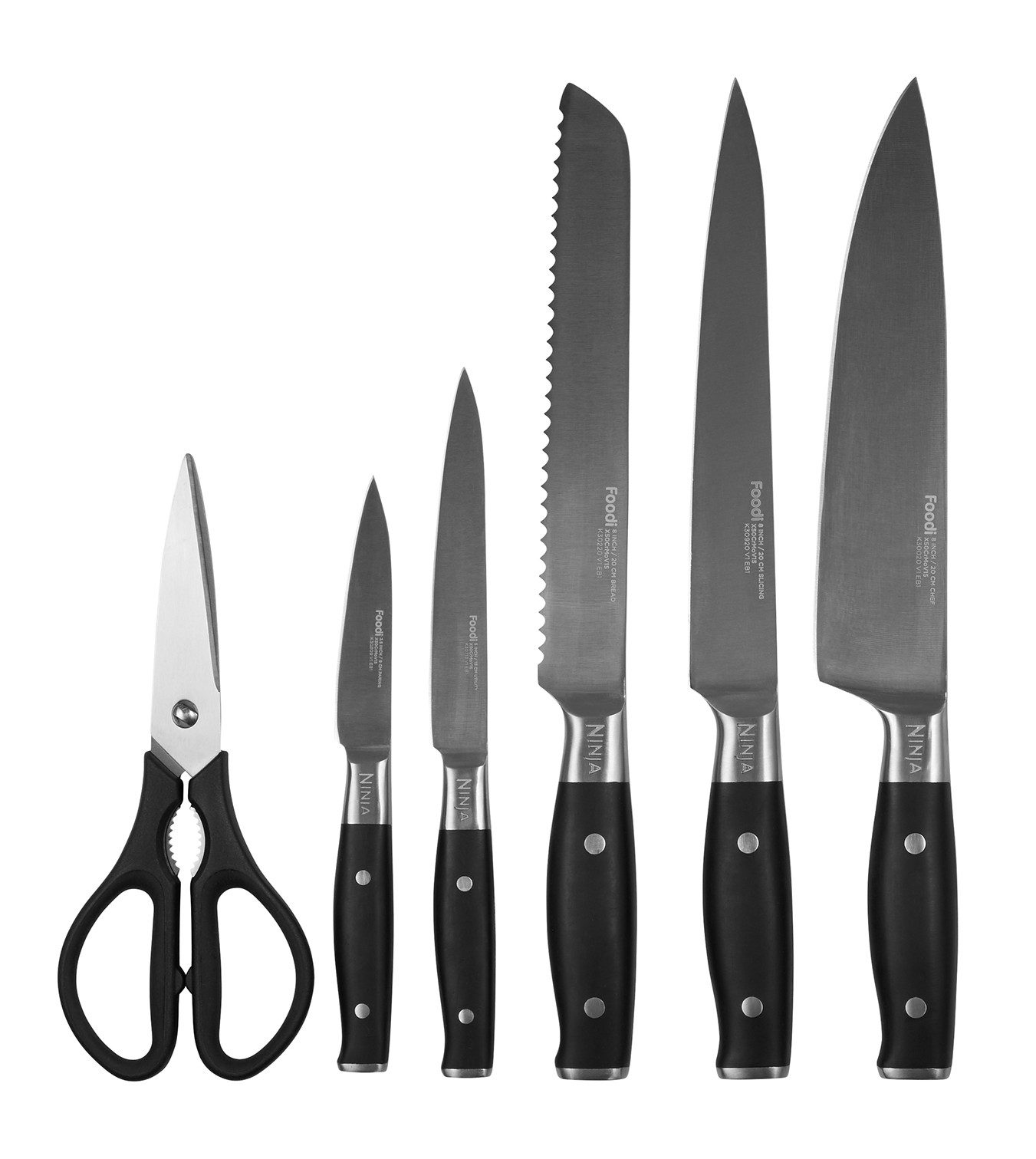 NINJA Messerblock Ninja StaySharp Messerblock mit integriertem Schleifer K32006EU (7tlg), rostfreier deutscher Edelstahl, Präzisionsklingen, integr. Schleifer