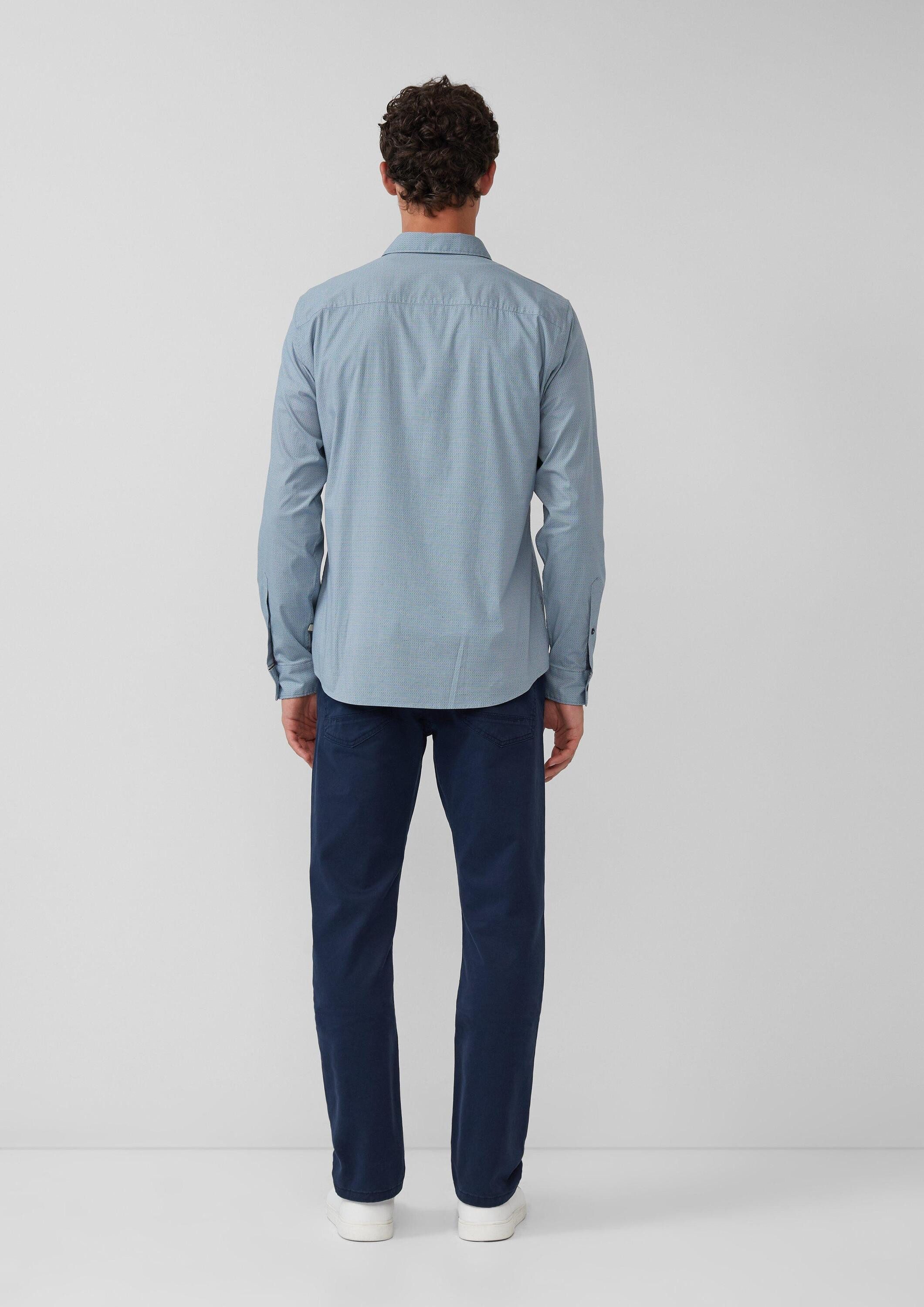 s.Oliver Langarmhemd Hemd Slim Fit: Fein gemustertes Baumwollhemd mit Kentkragen