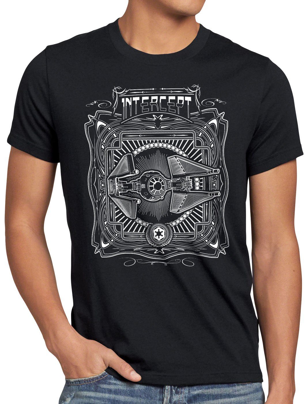 style3 Print-Shirt Herren T-Shirt TIE Interceptor imperium fighter raumschiff | T-Shirts