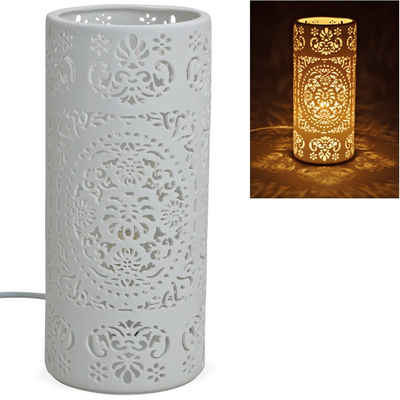 matches21 HOME & HOBBY Dekolicht Tischlampe Lampe Keramik Ornamente 28 cm, Glühbirne, wechselbar, Warmweiß