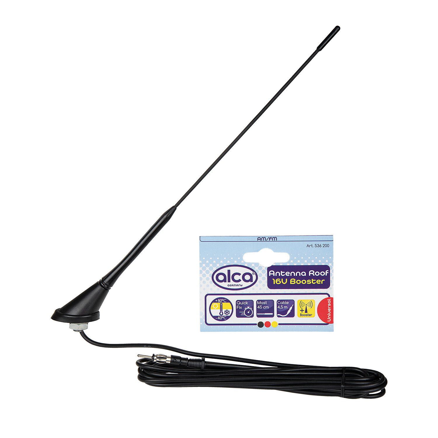 alca Autoantenne Kfz Antenne Dachantenne mit Verstärker (AM/FM) Autoradio-Ersatzantennenstab (AM/FM)
