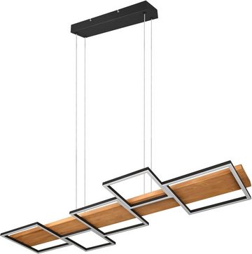 TRIO Leuchten LED Pendelleuchte Harper, Dimmfunktion, mehrere Helligkeitsstufen, LED fest integriert, Warmweiß, Hängelampe aus Holz und Metall, höhenverstellbar, LED mit 3 Dimmstufen