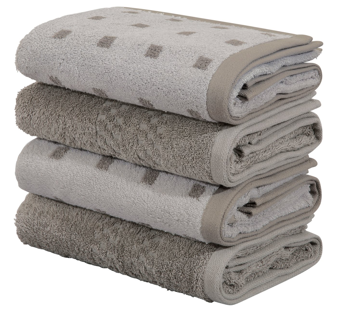 OTTO home Handtuch Regona, Handtücher 50x100cm, als Uni-Set und mit Karomuster, 500gr/m², Frottier (Set, 4-St), Premium Handtücher mit Bordüre, Set, 100% Baumwolle, 5 Jahre Garantie