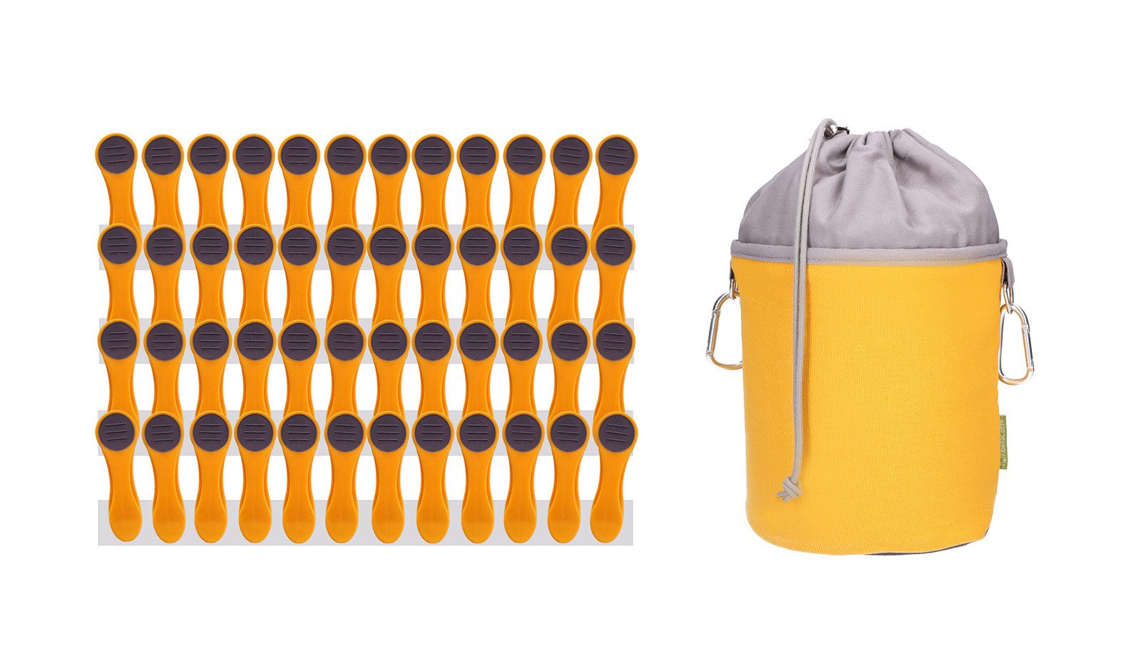 trendfinding Wäscheklammern 48 Wäscheklammern Gelb-Anthrazit Edelstahl, 1 Klammerbeutel Gelb-Grau, Mit neuester Klammertechnik für empfindliche Wäsche