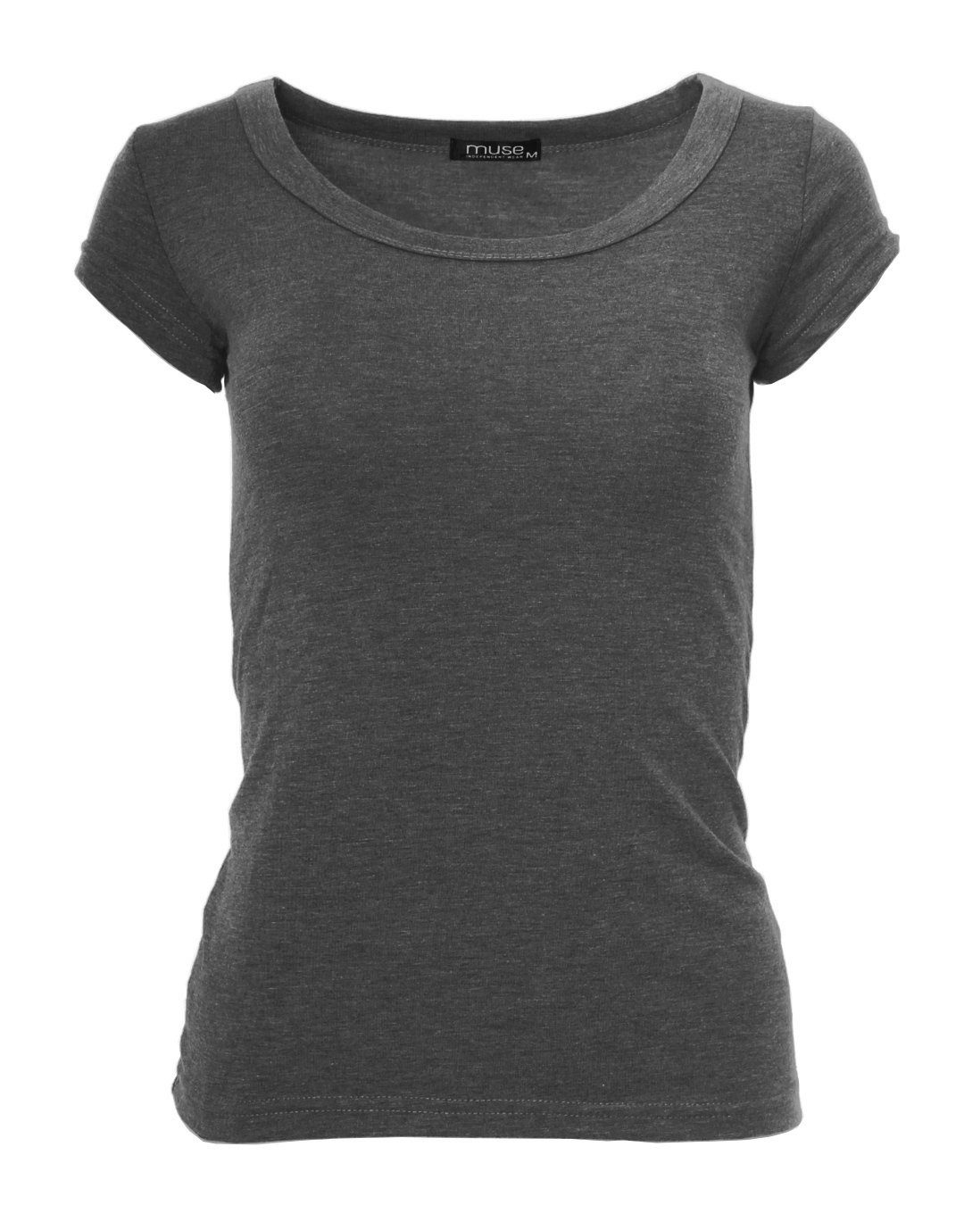 Muse T-Shirt Basic Kurzarm T-Shirt Skinny Fit 1001 grau meliert | T-Shirts