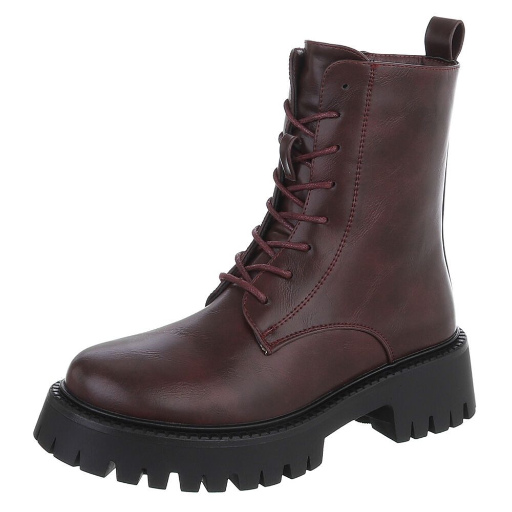Ital-Design Damen Chelsea Boots mit Profilsohle und Blockabsatz Plateaustiefelette (92422343) Blockabsatz Stiefeletten in Weinrot