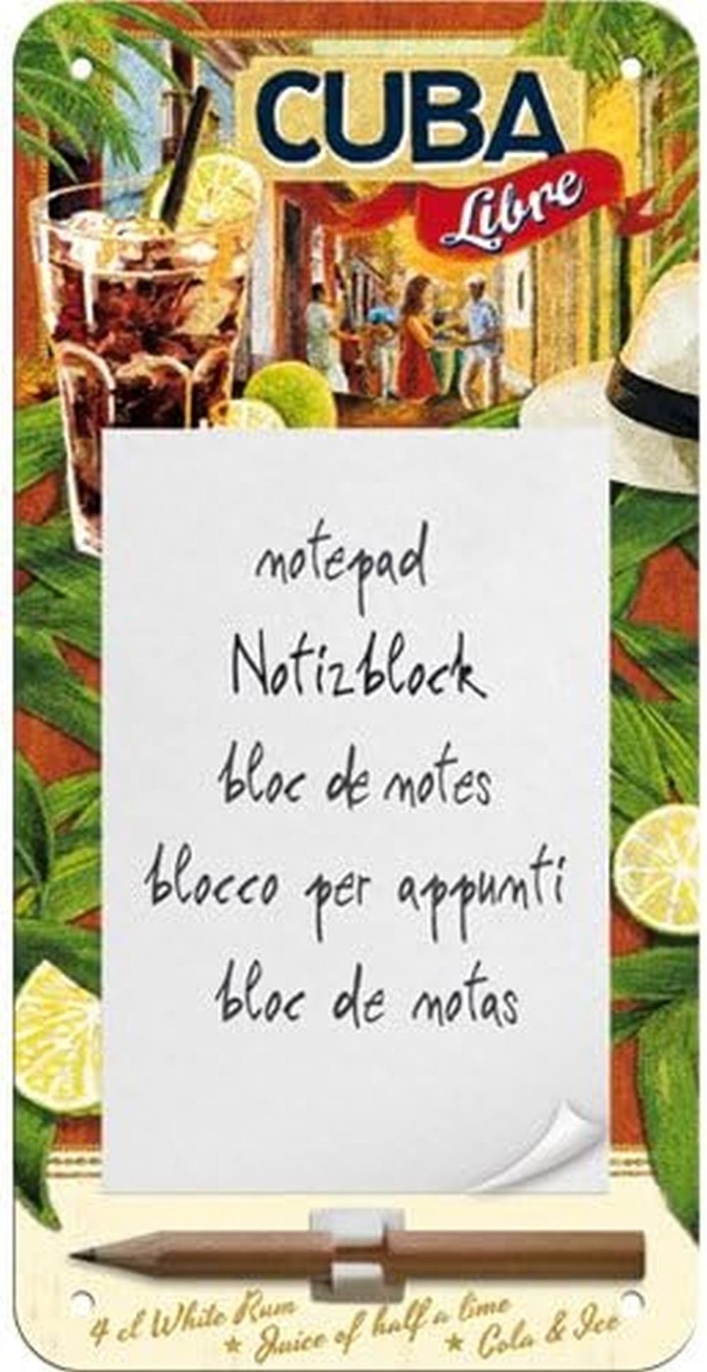 Nostalgic-Art Notizblock Notizblockschild - Cuba Libre - Format 10x20cm