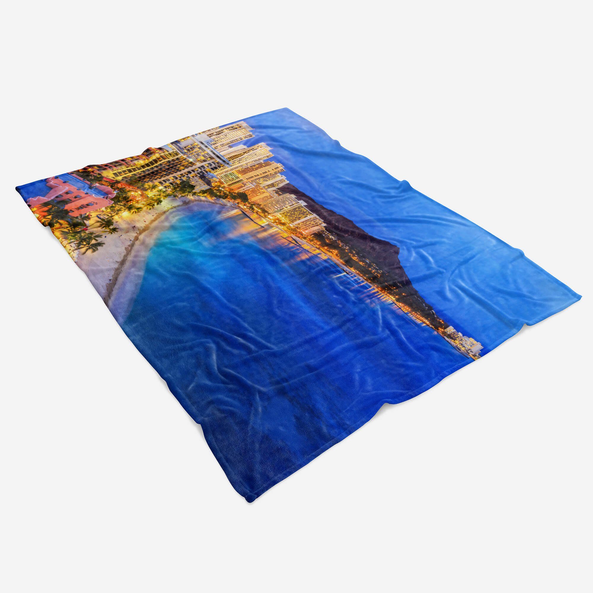 Sinus Art Handtücher Baumwolle-Polyester-Mix Kuscheldecke Strandhandtuch Handtuch mit Kü, Saunatuch Fotomotiv (1-St), Honolulu Handtuch Hawaii