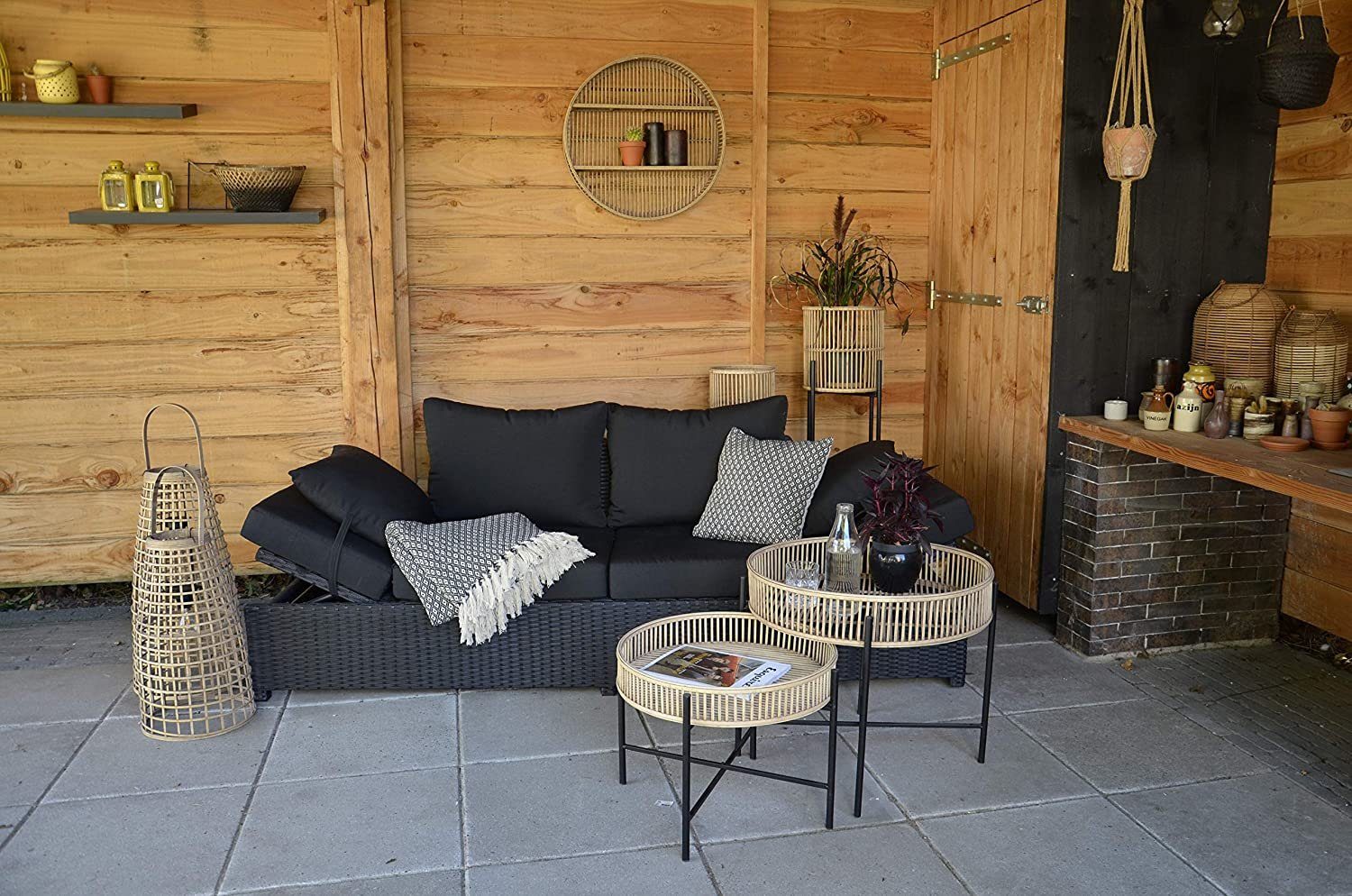 habeig Beistelltisch Beistelltisch Bambus im 2er Set Tisch Gartentisch Esstisch Couchtisch