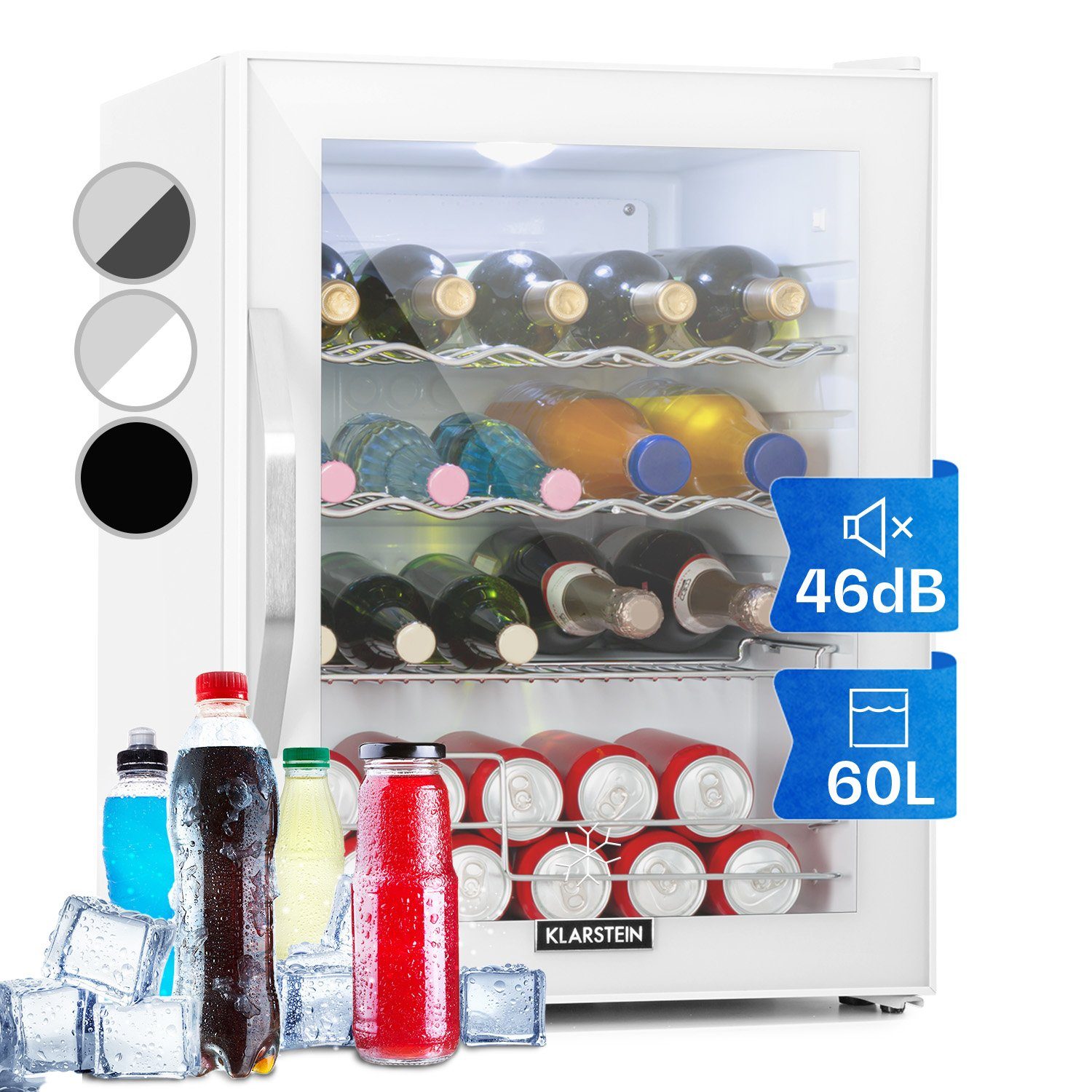 Klarstein Table Top Kühlschrank HEA-HappyHour-32Wht 10035243A, 54 cm hoch,  40 cm breit, Hausbar Minikühlschrank ohne Gefrierfach Getränkekühlschrank  klein