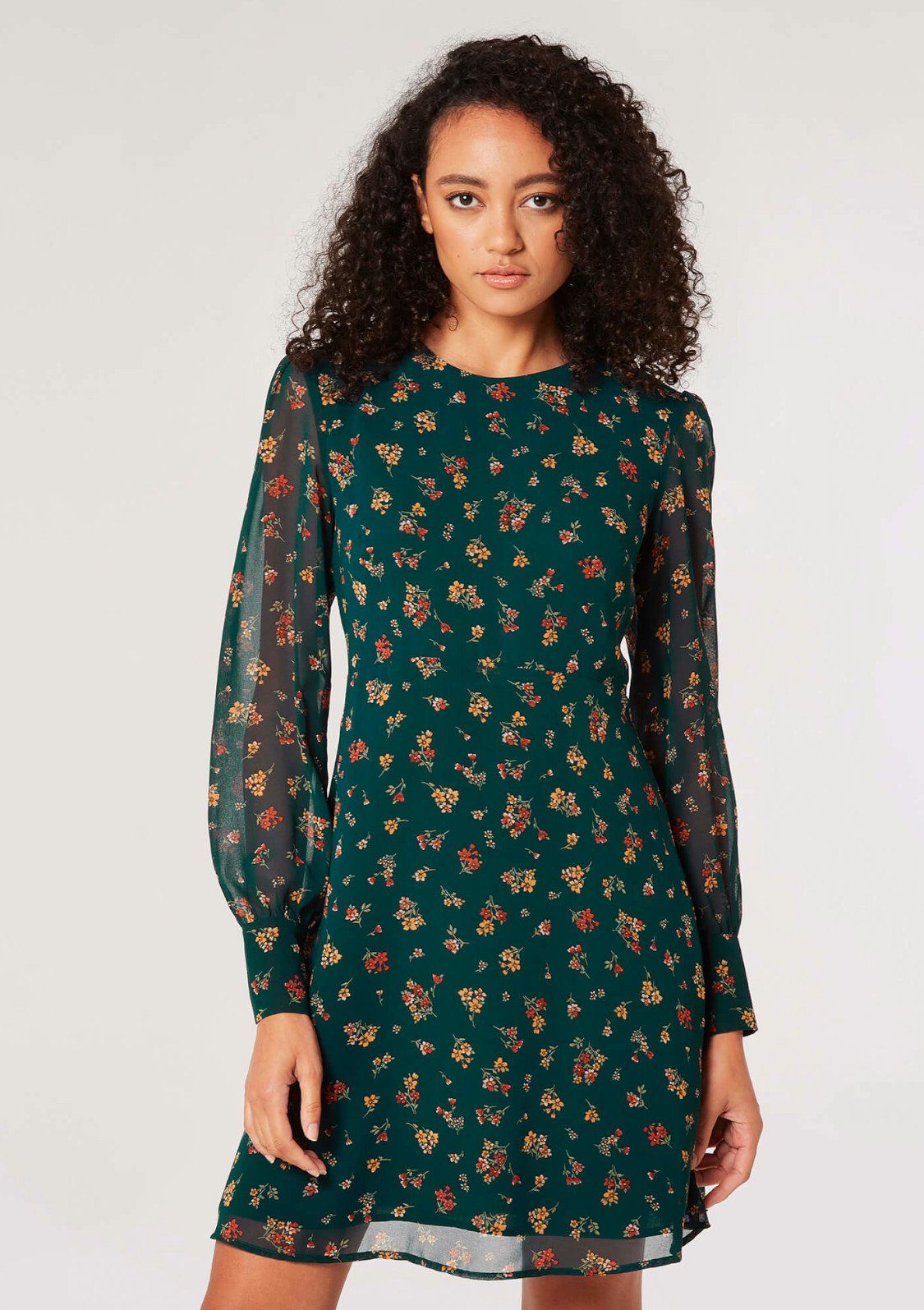 Apricot Druckkleid Ditsy Bunches Empire Seam Dress (1-tlg) mit floralem  Print