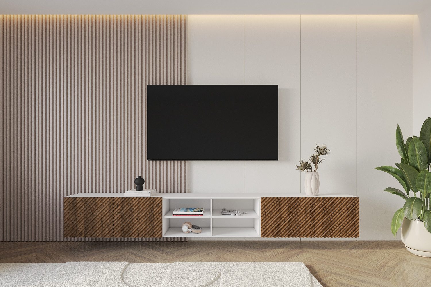 ALTDECOR Lowboard ZENO (3 St., TV-Schrank, TV Möbel, TV Cabinet, Fernsehtisch hängend 3x100cm), Fernseher schrank, TV Kommode, TV Tisch, TV Sideboard, TV Boar