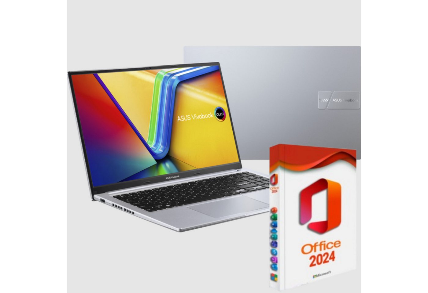 Asus Vivobook X15 - Core 7, beleuchtete Tastatur Business-Notebook (39 cm/15.6 Zoll, Intel Intel Core 7 150U, Intel Graphics, 8 GB, 256 GB SSD, Windows 11Pro+Office 2024Pro, beleuchtete Tastatur)