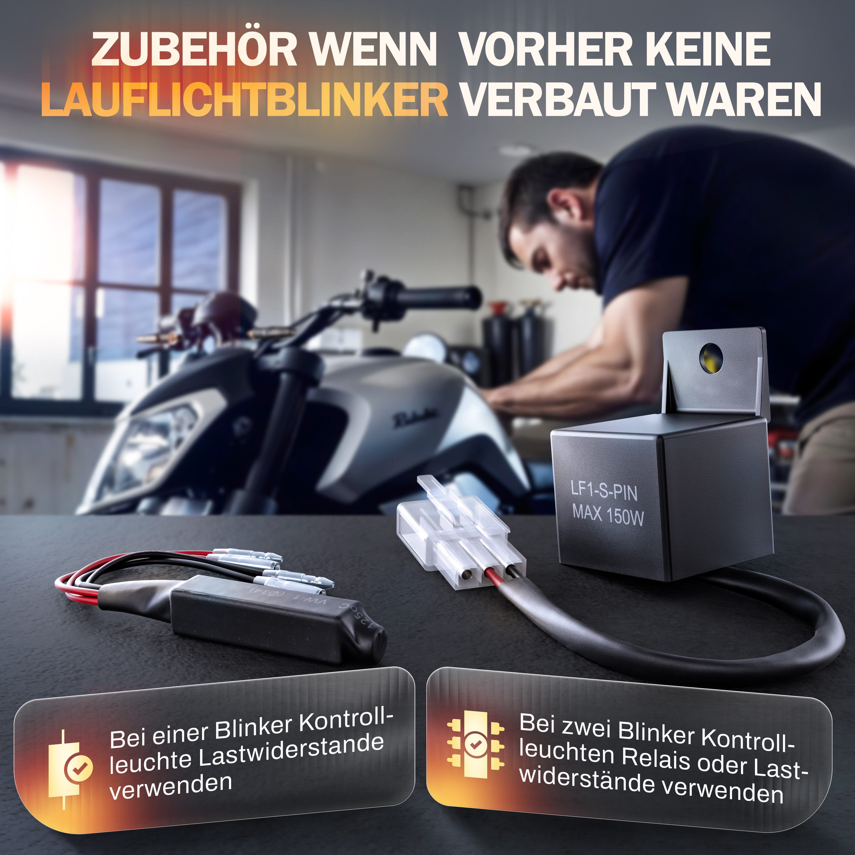 Binego Blinker LED Motorrad E Geprüft Mini mit Lauflicht Universell, Lauflicht Blinker, LED fest integriert, Gelb, StVZO konform