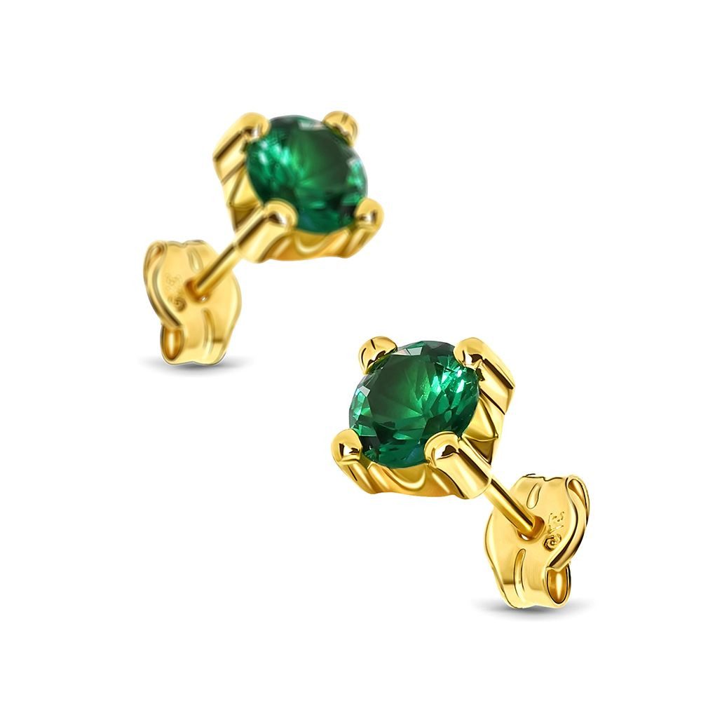 Paar Ohrstecker MA9145E aus Gelbgold, Ohrringe 9 Karat 375 Gold - mit Smaragden