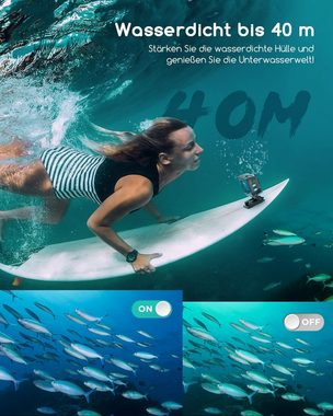 COOAU Action Cam 4K 24MP 40M Wasserdicht Unterwasserkamera Action Cam (4K Ultra HD, WLAN (Wi-Fi), mit Stabilisierung, Touchscreen Videokamera, 170°Weitwinkel, 2X1350 mAh Akkus, WiFi, 2.4G Fernsteuerung, externem Mikrofon)