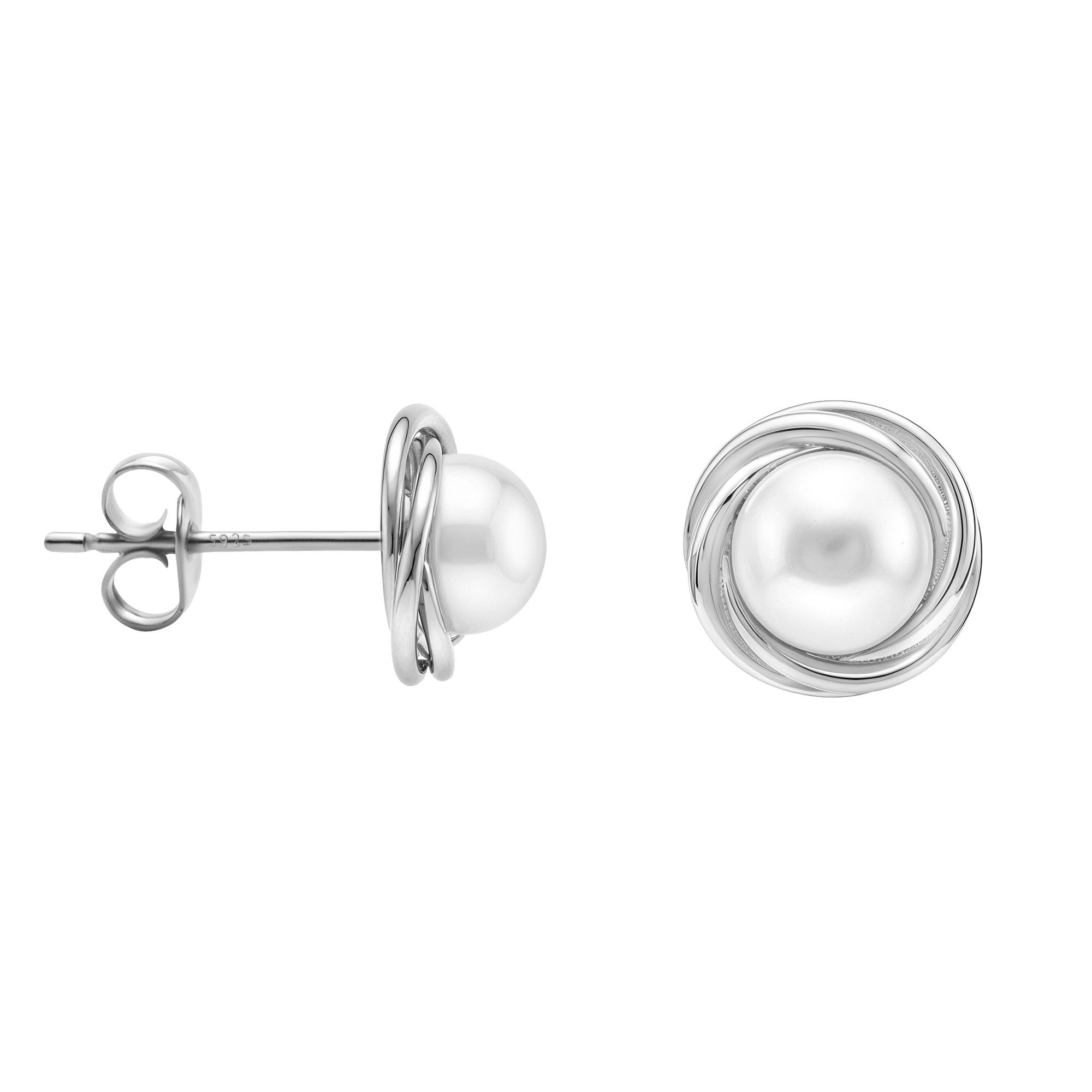 Sofia Milani Paar Ohrstecker Perle, 925 Silber Damen Schmuck - E2569