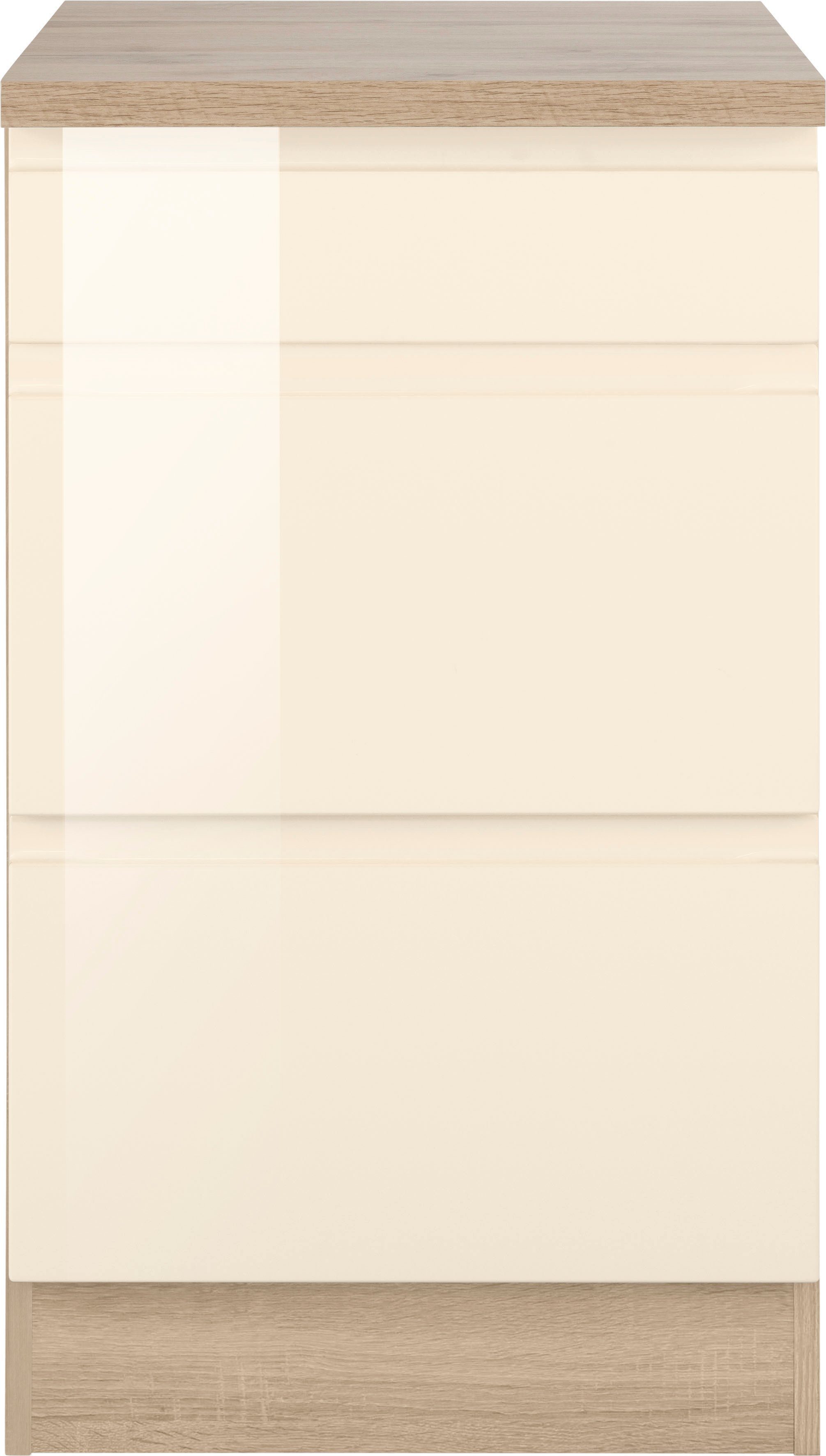 HELD MÖBEL mit breit, 50 cm Unterschrank creme Auszügen Virginia Hochglanz