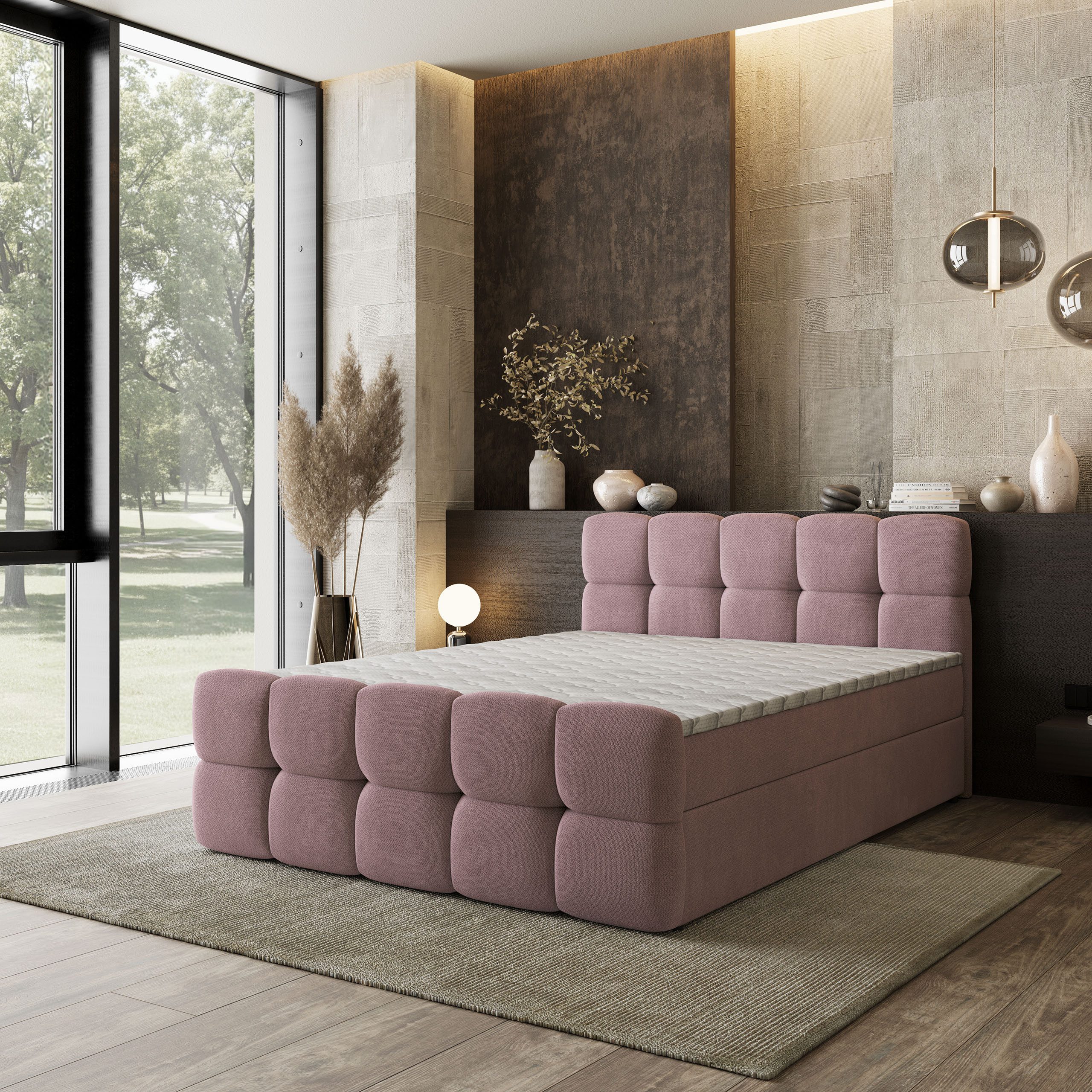 Masseno Boxbett BRUME 140x200 cm mit Bonell Matratze und Topper