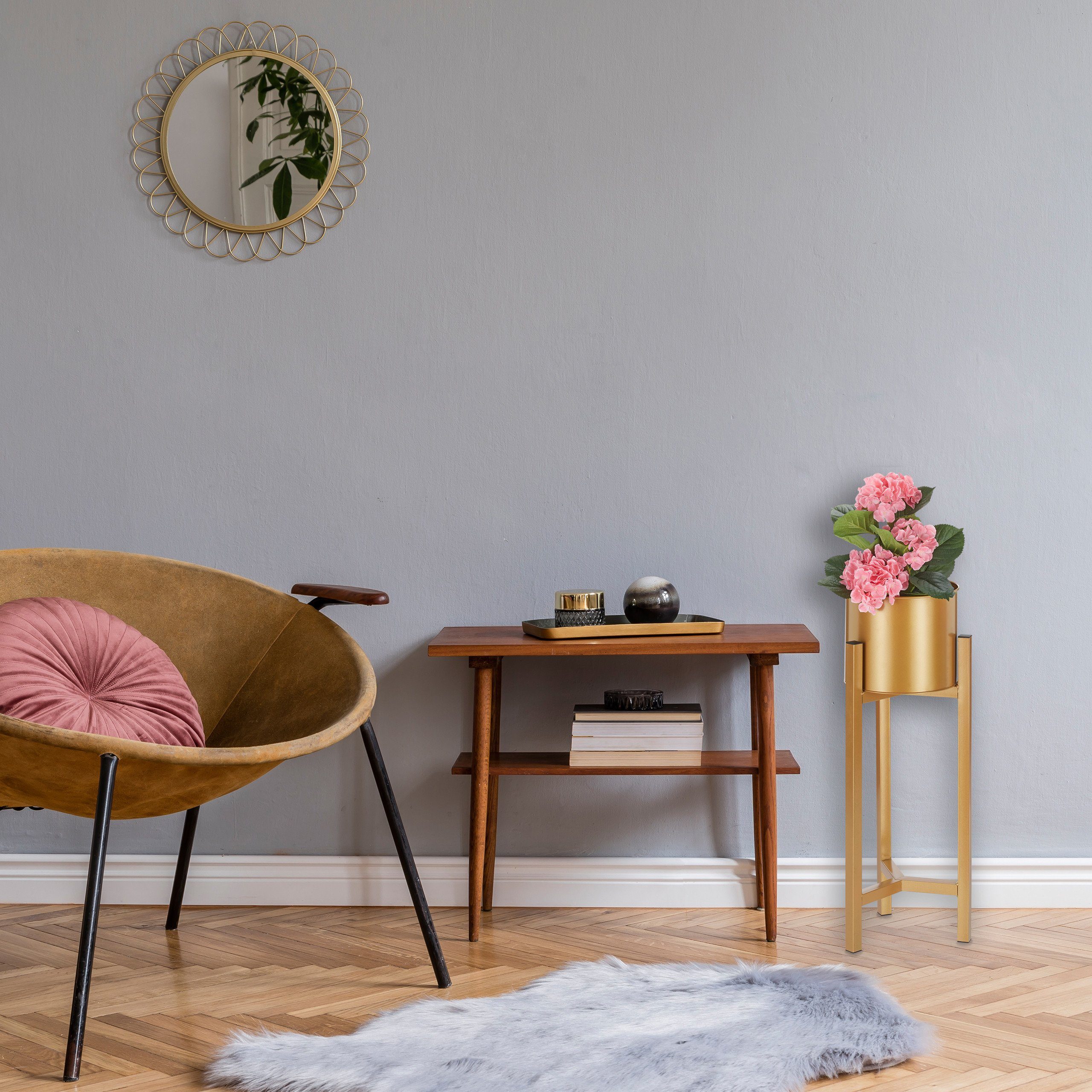 relaxdays Blumenständer Blumentopf Ständer, Gold günstig online kaufen