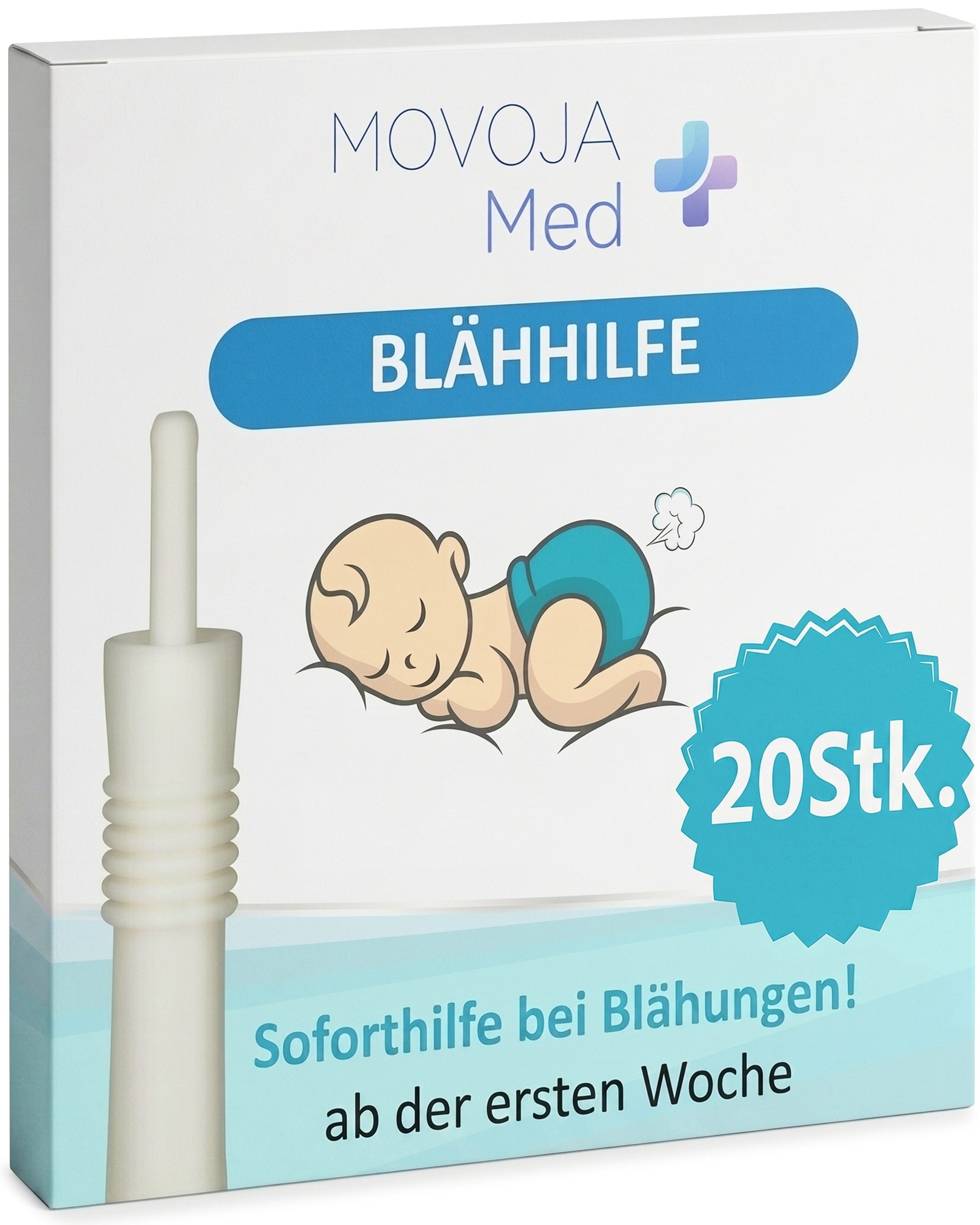MOVOJA Babypflege-Set Blähhilfen für Babys, Einweg-Katheter bei Blähbauch & Koliken, 20 tlg., BPA-Frei, Latex-Frei, weiche und flexible Spitze