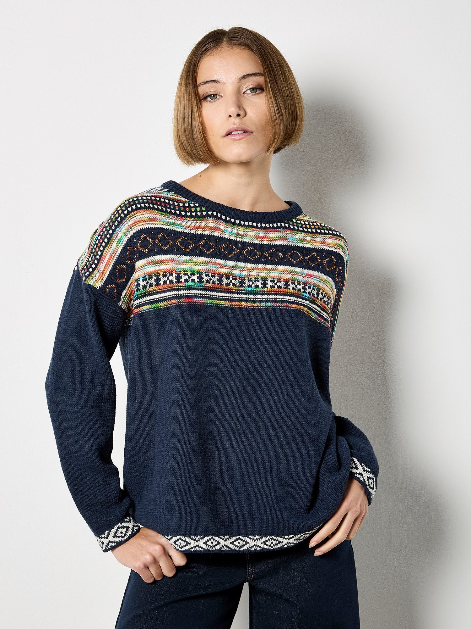 Rundhalspullover Strickpullover
