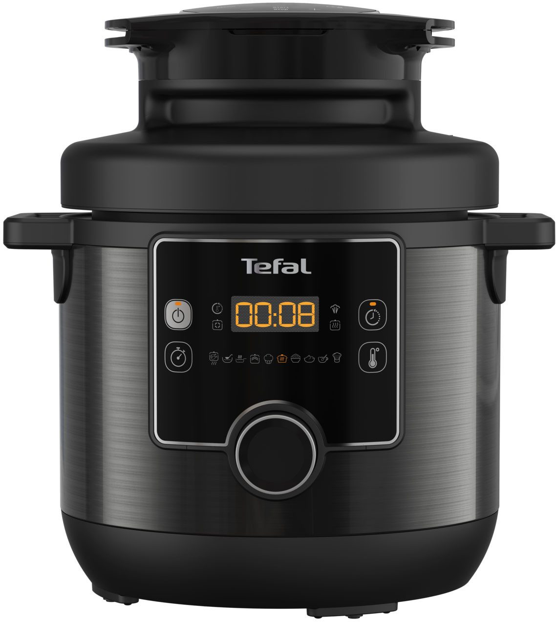 Tefal Multikocher Turbo Cuisine & Fry inkl. Extra-Crisp-Deckel, 1-Knopf-Bedienung, 1200 W, 7,6 l Schüssel, Schnellkochtopf/ Heißluftfritteuse, 15 automatische Programme, CY7788