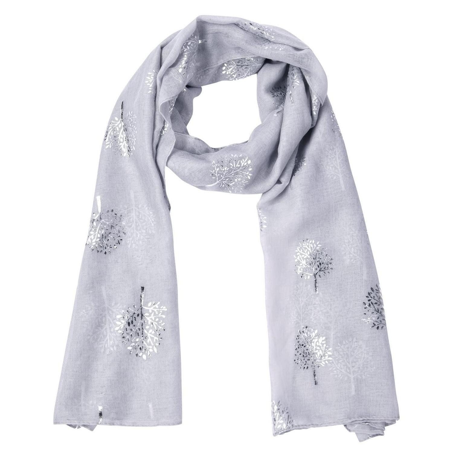 LuxusKollektion Modeschal Schal Damen Baumwolle Silber-Grau 90x180cm, (1-St)