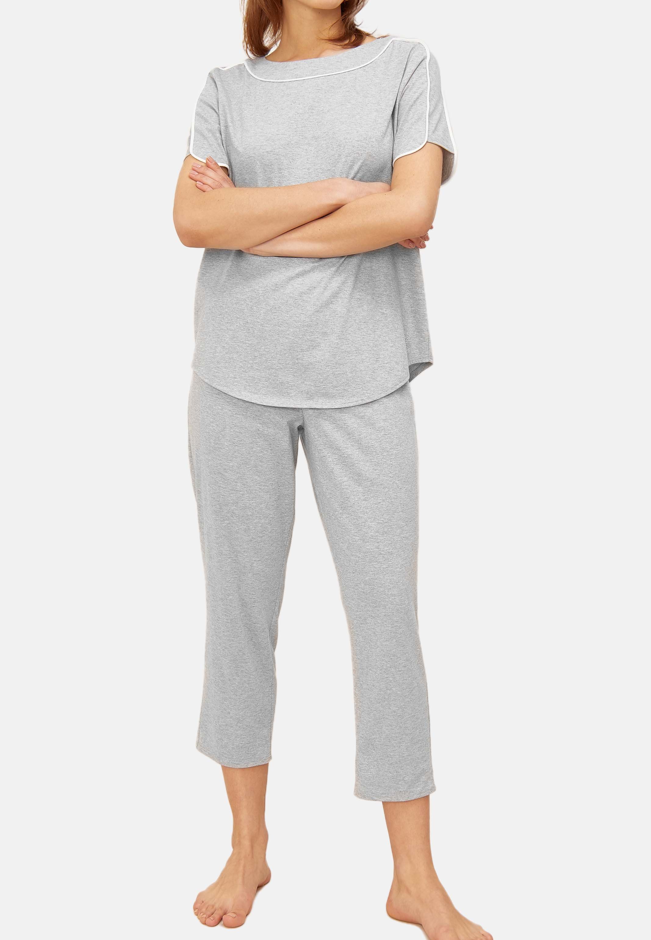 Hochwertig 2 T-Shirt aus 7/8-Hose, (Set, und Basic Féraud - und Pyjama Set Schlafanzug Baumwolle hautfreundlich tlg) -