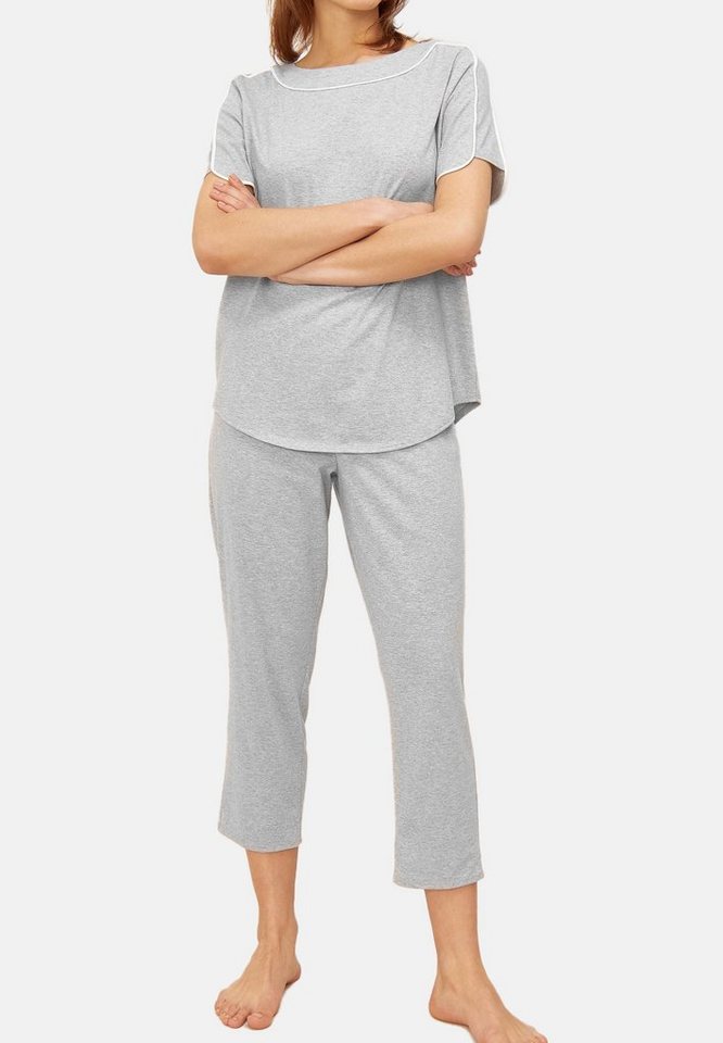 Féraud Pyjama Basic (Set, 2 tlg) Schlafanzug - Baumwolle - Set aus T-Shirt  und 7/8-Hose, Hochwertig und hautfreundlich