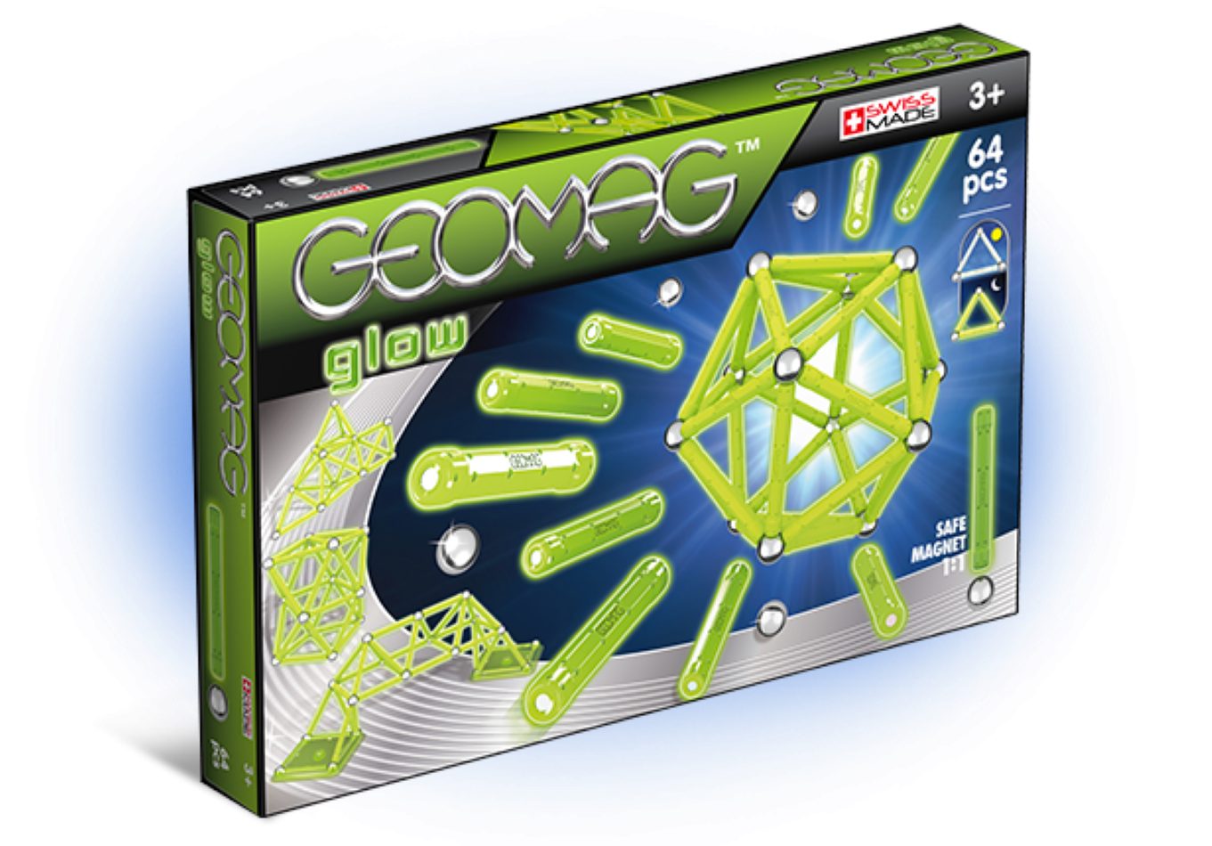 Geomag™ Lernspielzeug 60 tlg. magnetisches Konstruktionsspielzeug. Schwerkraft + Magnetismus (64-St), Kombinierbar mit anderen Sets der Reihe Classic und Panels