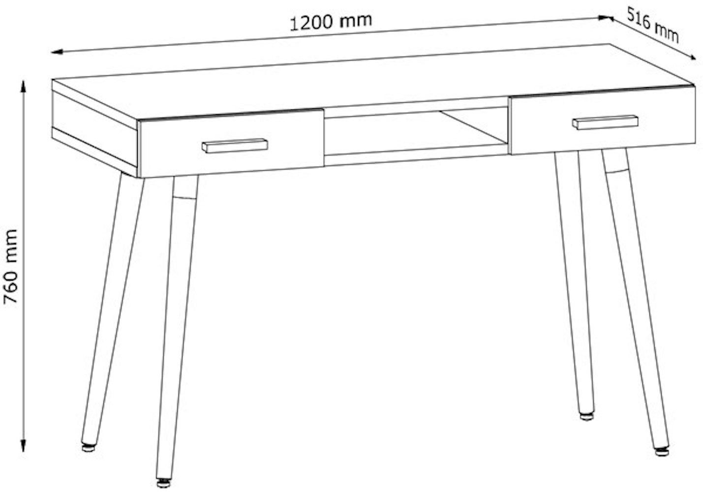 Feldmann-Wohnen eiche Schreibtisch weiß Brillo, 120x51cm artisan grau