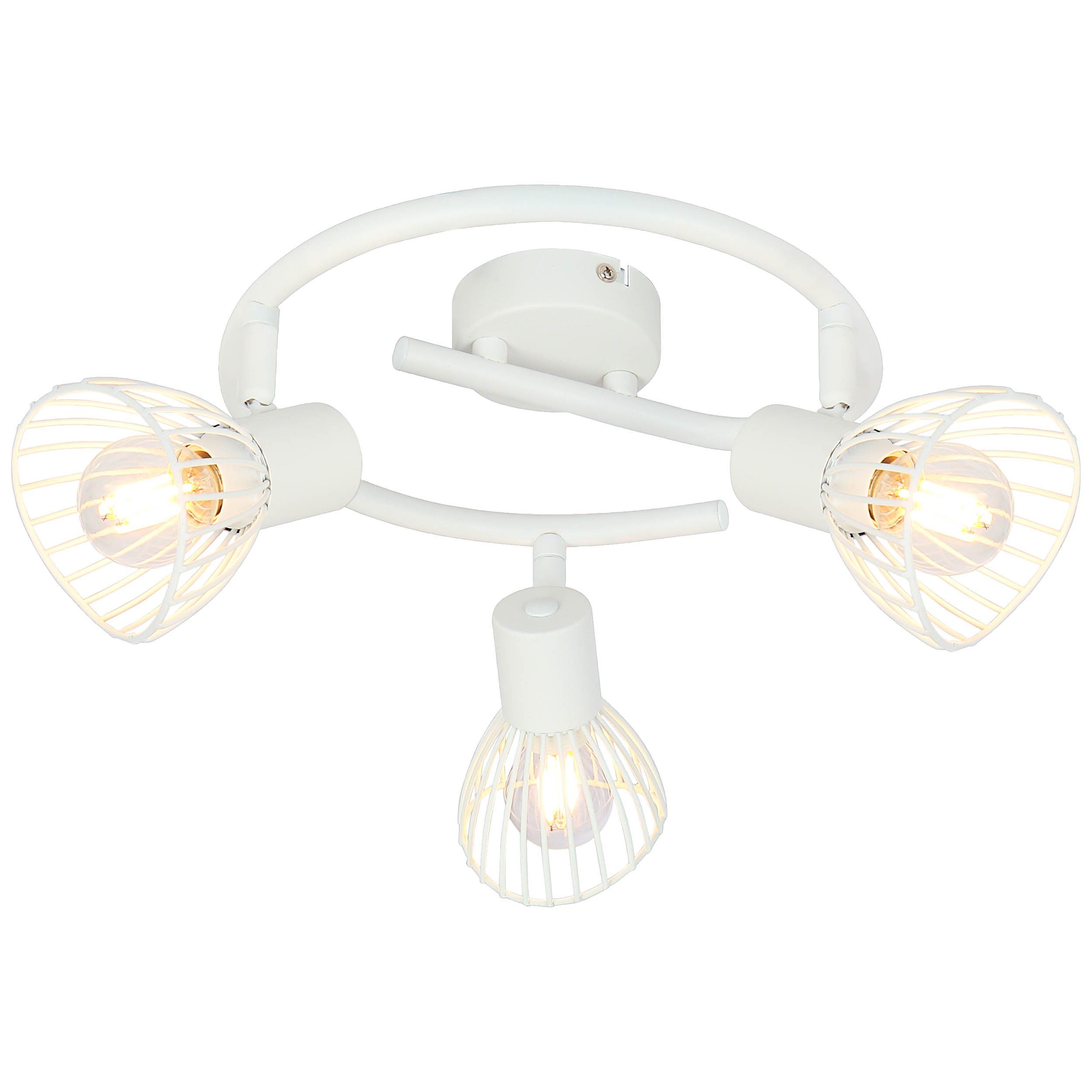 Brilliant Deckenleuchte Elhi, weiß geeignet 3flg E14, Elhi Spotspirale Lampe 40W, 3x für D45, Trop