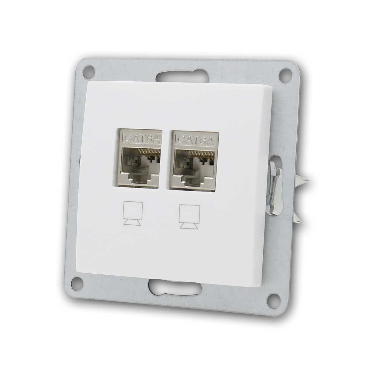 McPower FLAIR 2-fach Netzwerk-Dose CAT6A, weiß, UP Netzwerk-Adapter