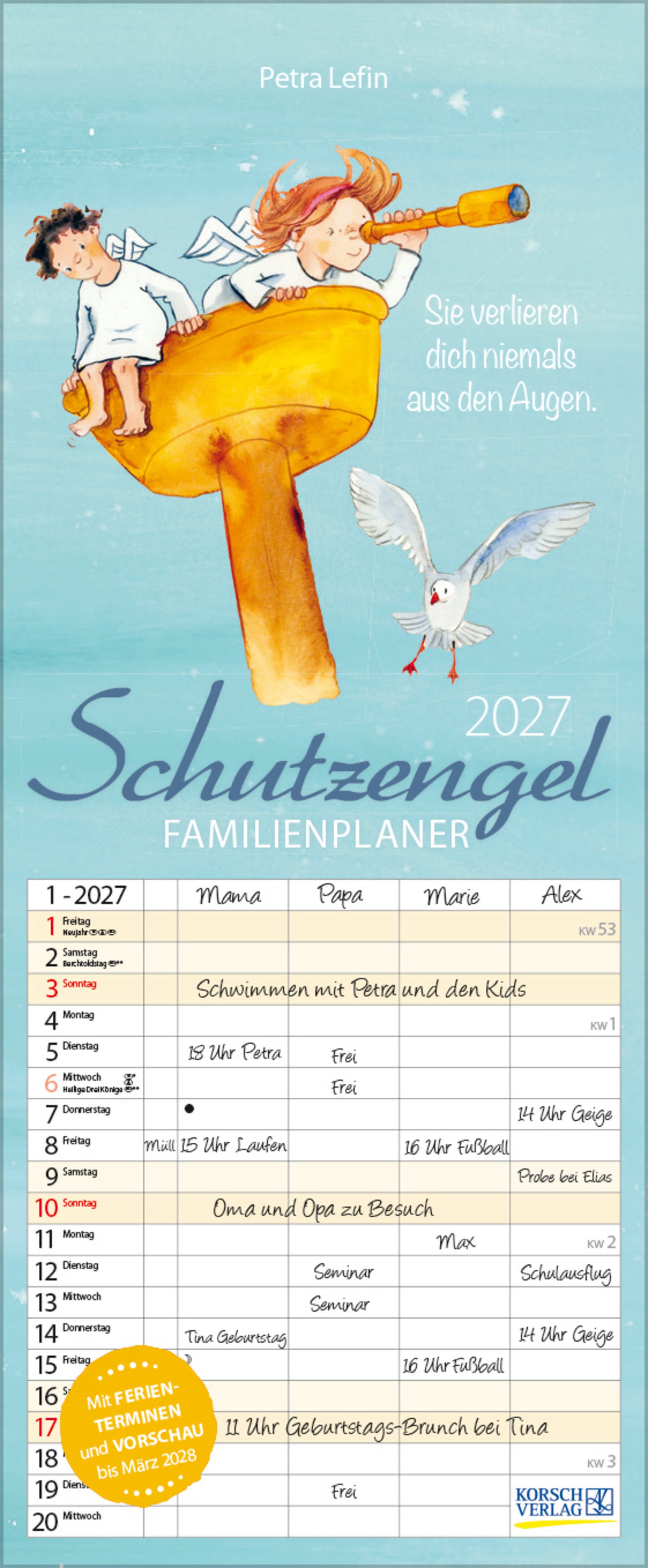 Korsch Verlag Familienkalender Familienplaner Schutzengel