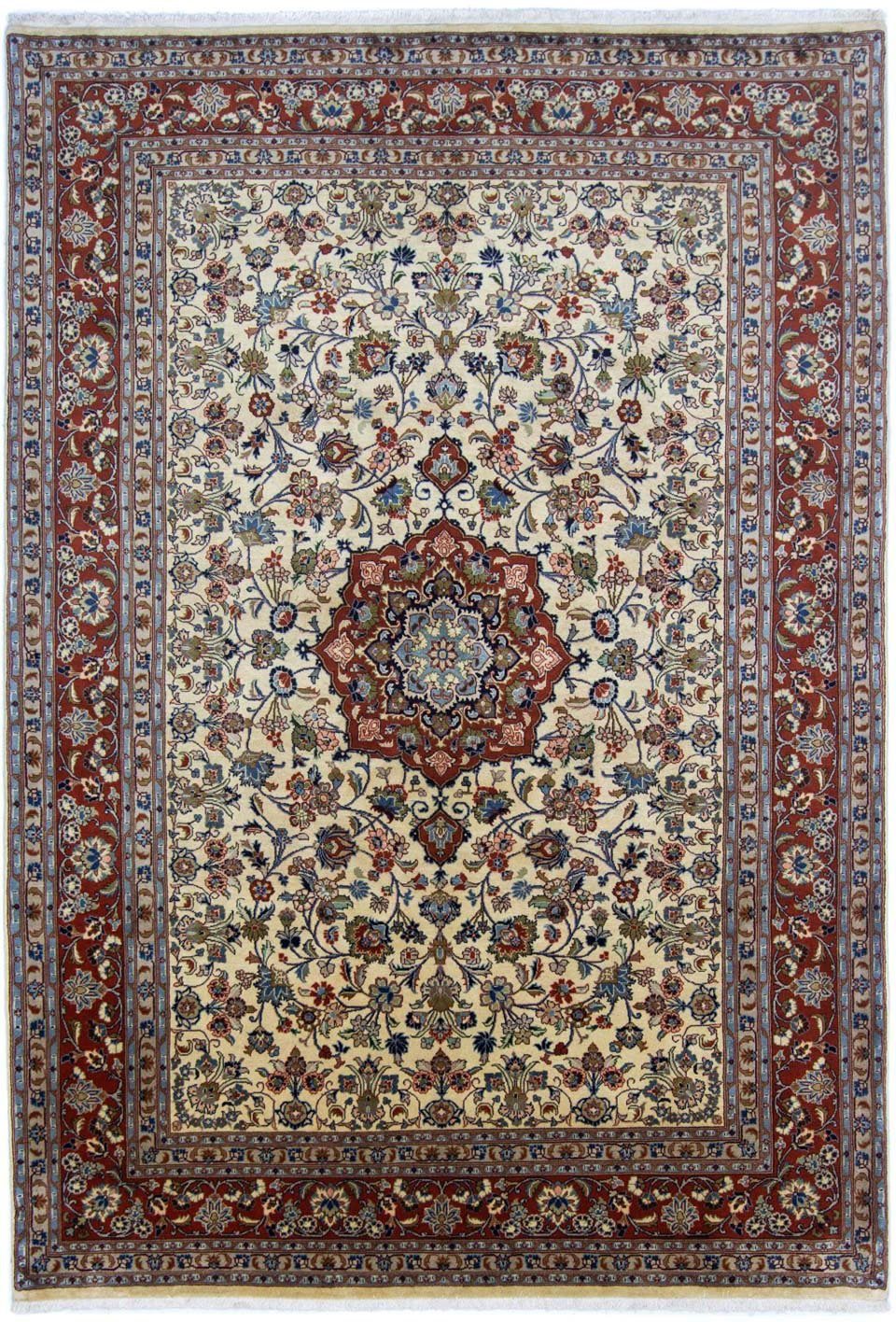 Wollteppich Sarough Medaillon Beige chiaro 300 x 198 cm, morgenland, rechteckig, Höhe: 10 mm, Unikat mit Zertifikat