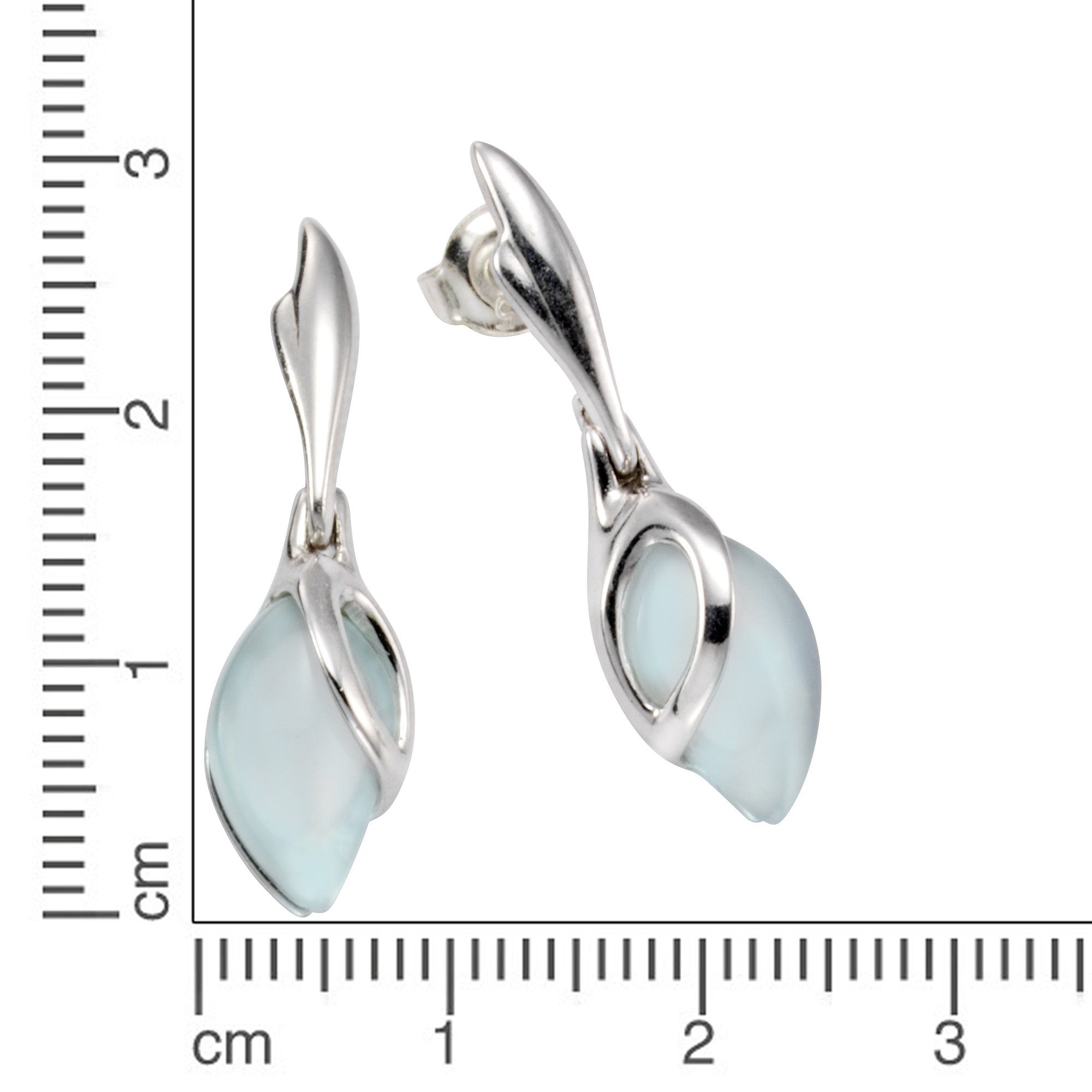 925/- Paar Ohrstecker Sterling Vivance Silber Aqua-Achat