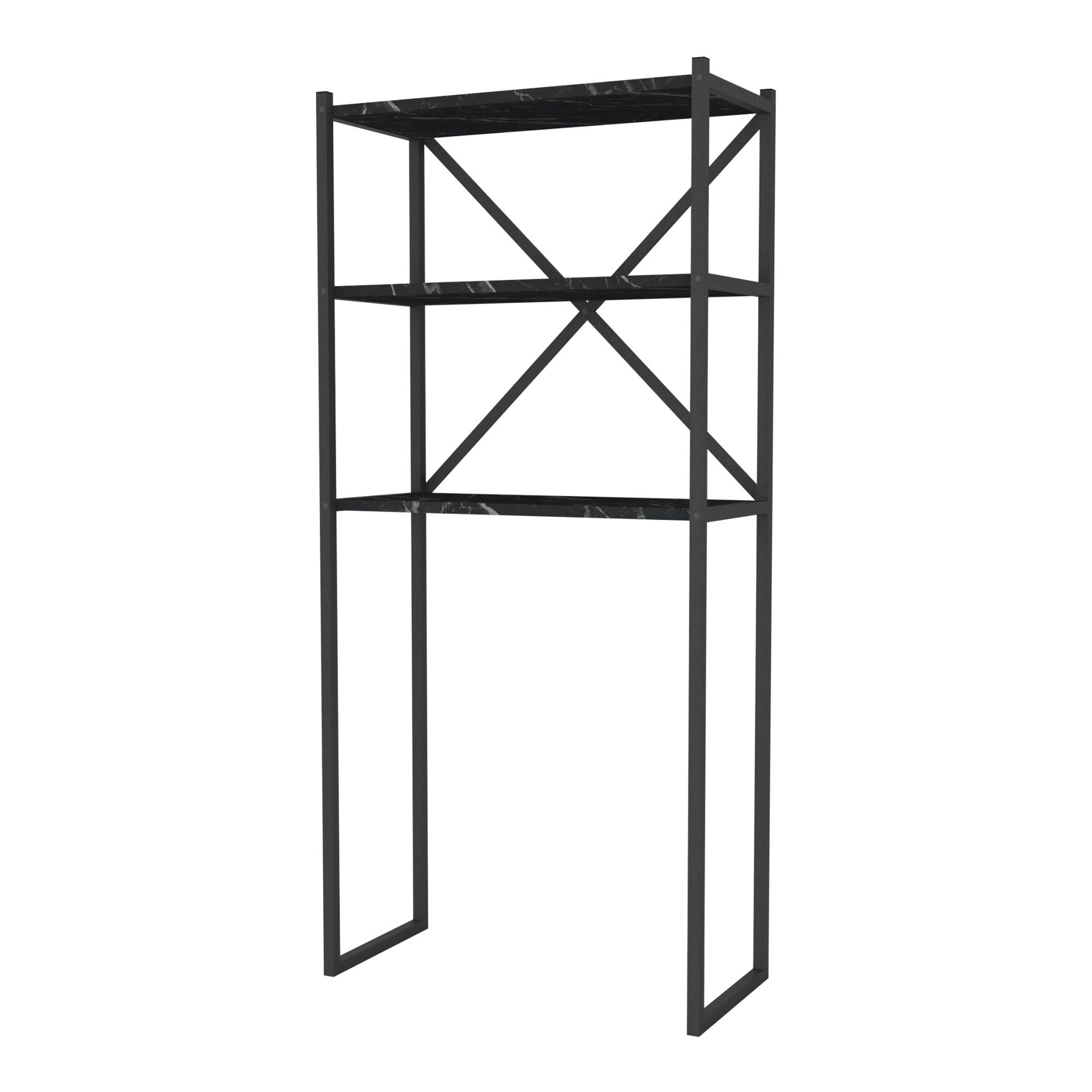 en.casa Badregal, Askersund Waschmaschinenregal 160x66x34cm Marmor-Optik, günstig online kaufen