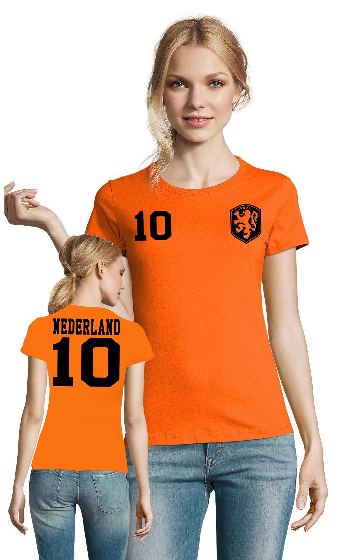 T-Shirt Blondie Brownie Holland Sport Meister Fußball & Niederlande Trikot WM EM Damen