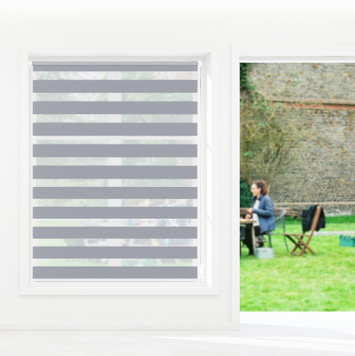 Doppelrollo Klemmfix ohne Bohre verdunkelnd Fensterrollo Seitenzugrollo Gra günstig online kaufen